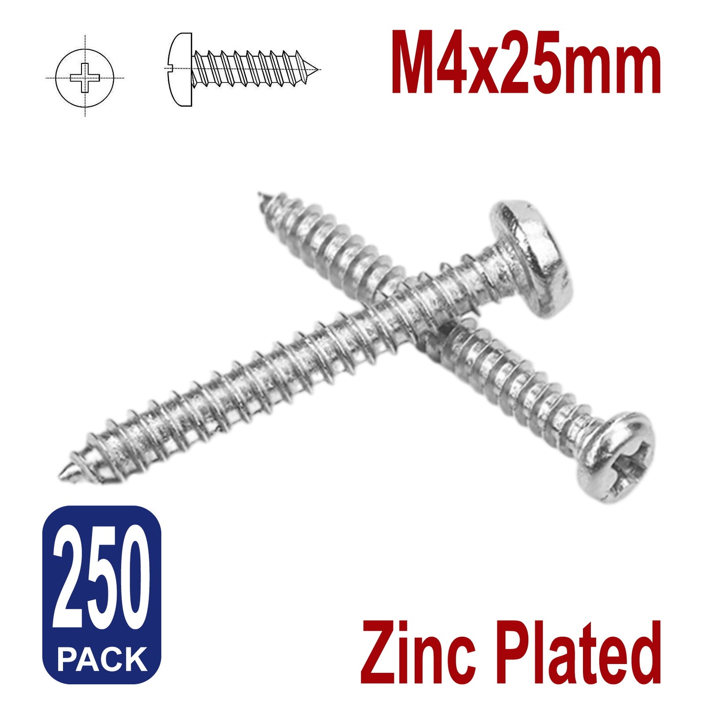 iBase - M4 x 25 mm Self Drilling Tapping Screws Pan Button Head Phillips Wood Zinc Kit - W11019B250.jpg