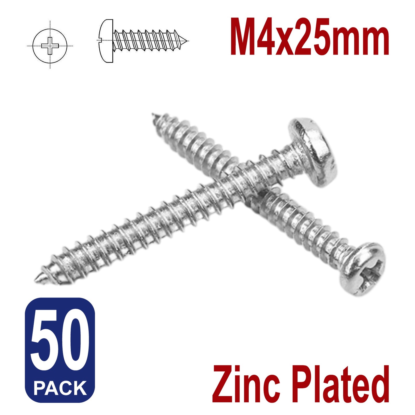 iBase - M4 x 25 mm Self Drilling Tapping Screws Pan Button Head Phillips Wood Zinc Kit - W11019B50.jpg