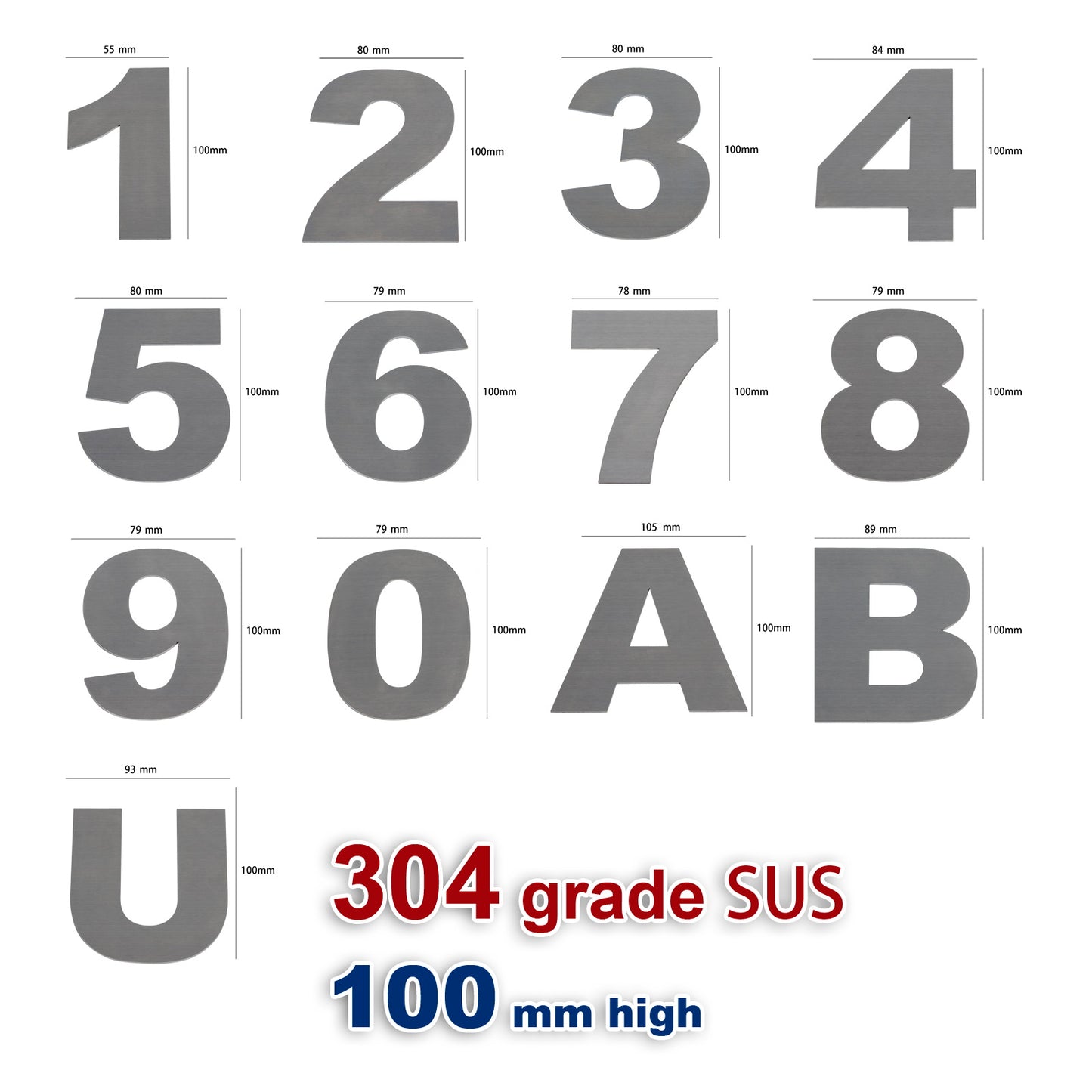 iBase - 100 mm House Number Plate Stainless Steel Flat Sign Mail Letter Box Numbers 2x - W11300.PT01.jpg