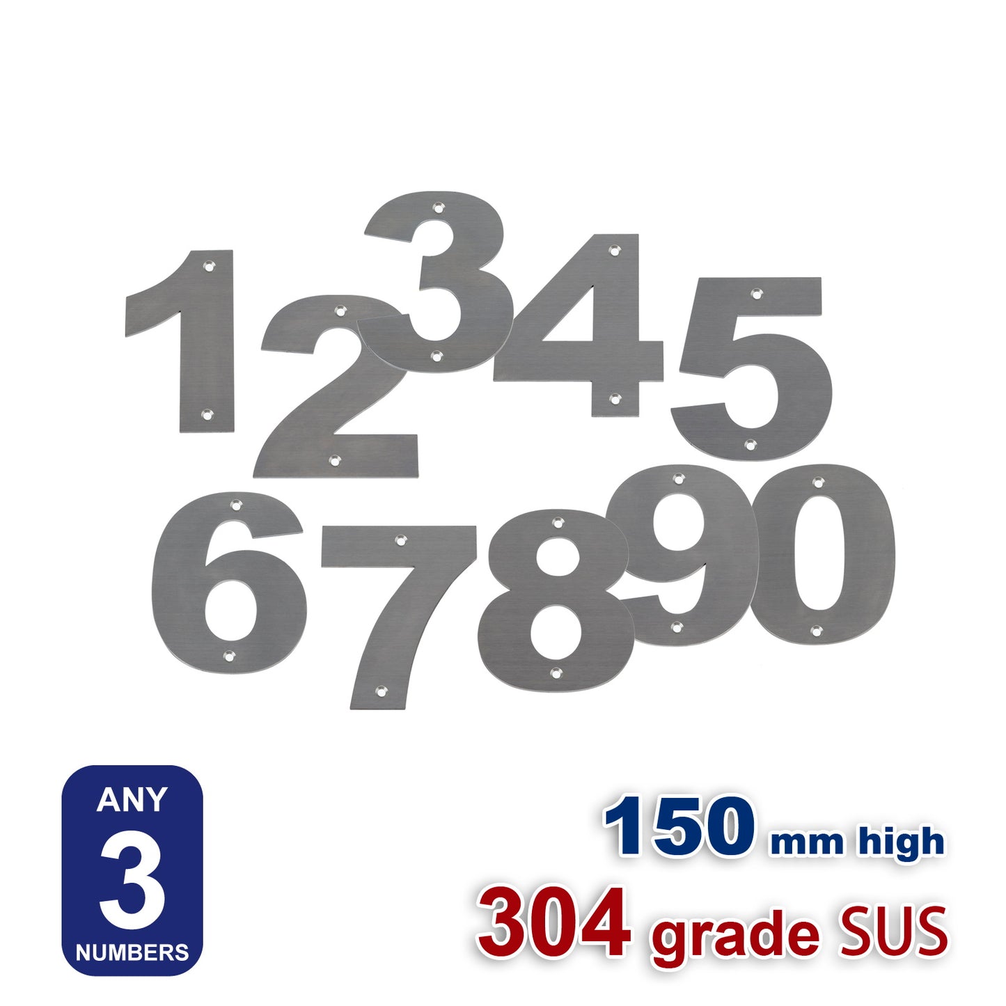 iBase - 150 mm House Number Plate Stainless Steel Flat Sign Mail Letter Numbers Hole 3x - W11420B3.jpg