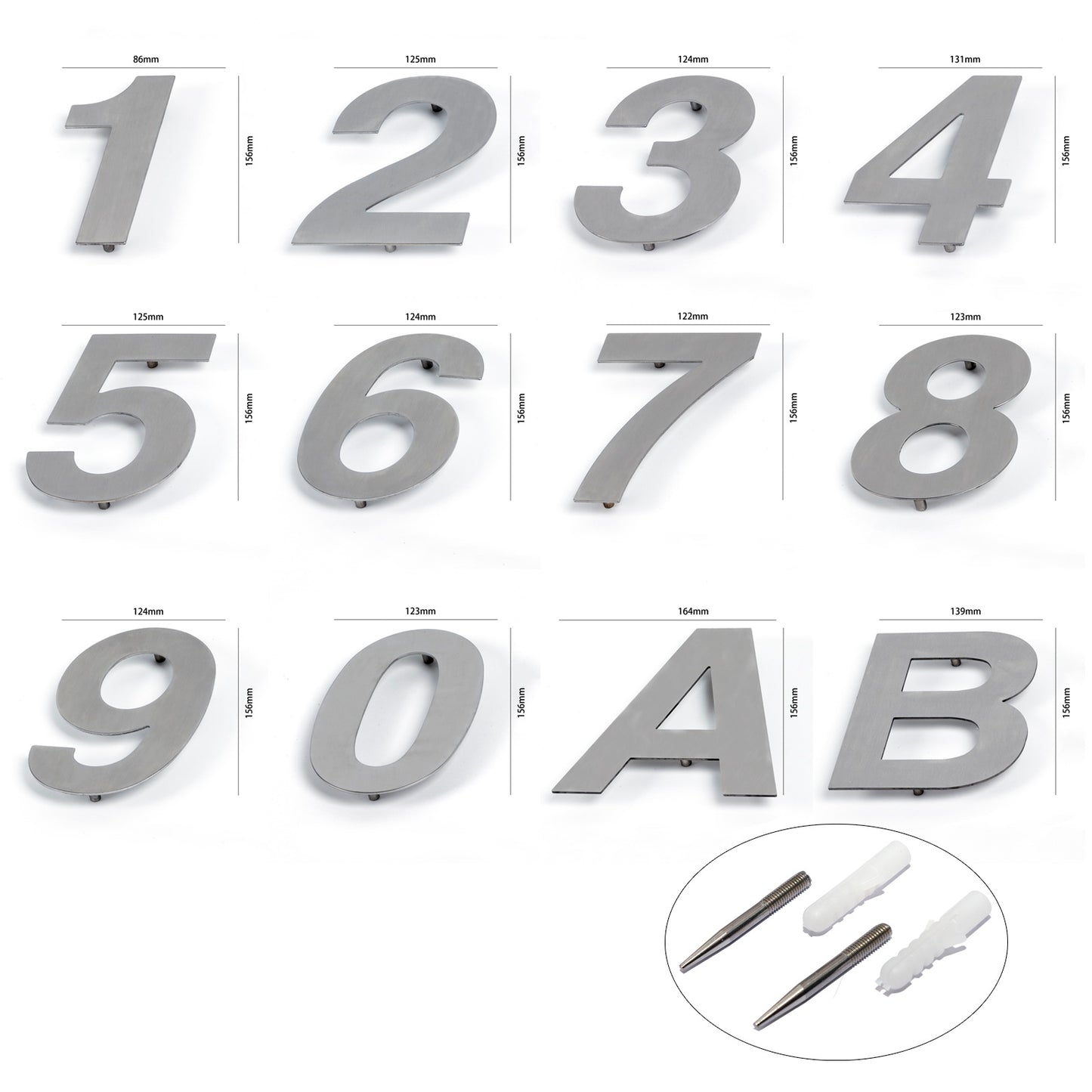 iBase - 156 mm House Numbers Plate Stainless Steel 3D Flat Sign Mail Letters Post 2x - W11500.PT01.jpg