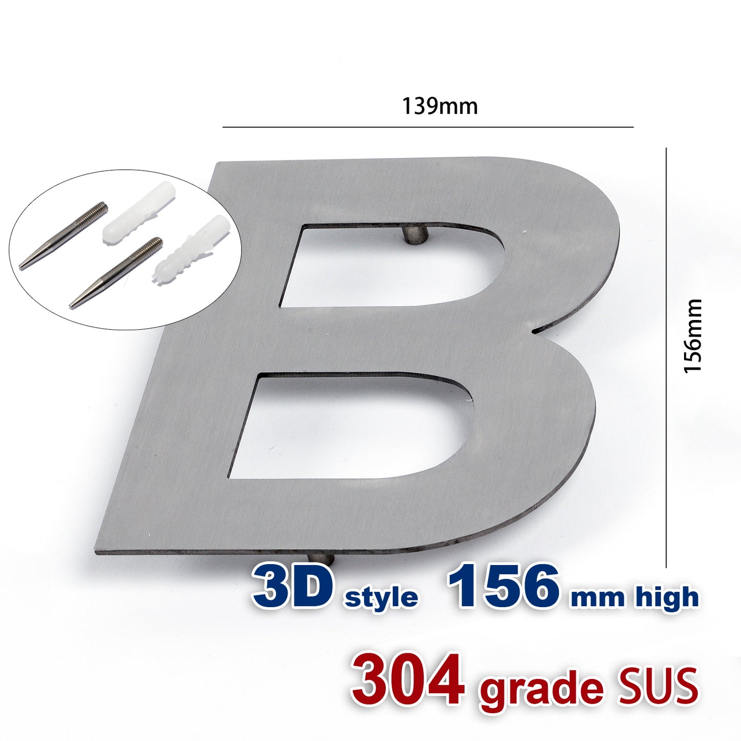 iBase - 156 mm House Numbers Plate Stainless Steel 3D Flat Sign Mail Letters Post Kit - W11512A1.jpg