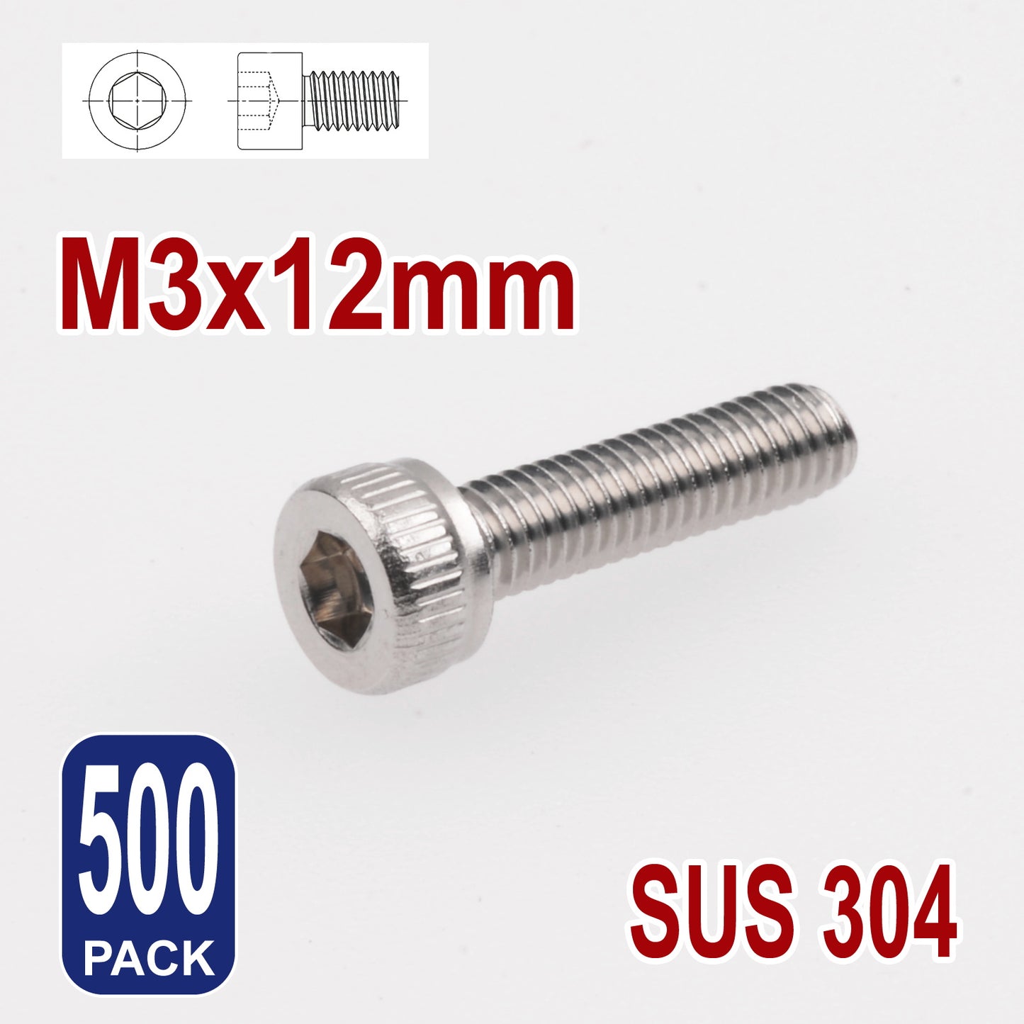 iBase - M3 x 12mm Socket Head Cap Screws Hex Allen Drive Bolts Stainless Steel Skt Kit - W14005B500.jpg