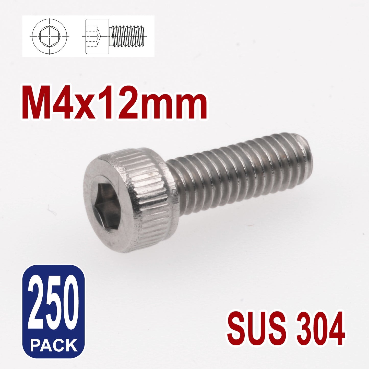 iBase - M4 x 12mm Socket Head Cap Screws Hex Allen Drive Bolts Stainless Steel Skt Kit - W14012B250.jpg