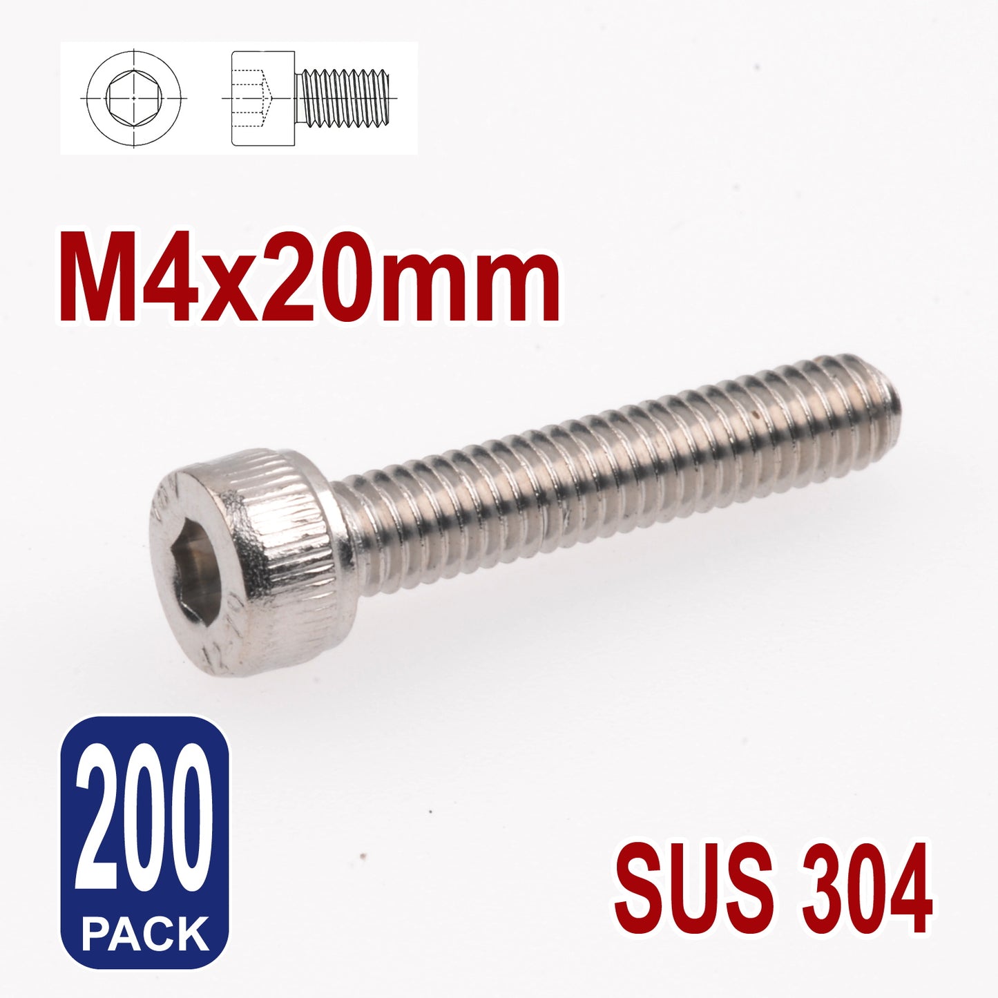 iBase - M4 x 20mm Socket Head Cap Screws Hex Allen Drive Bolts Stainless Steel Skt Kit - W14014B200.jpg