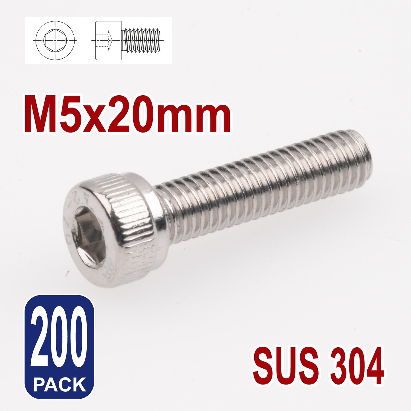 iBase - M5 x 20mm Socket Head Cap Screws Hex Allen Drive Bolts Stainless Steel Skt Kit - W14024B200.jpg