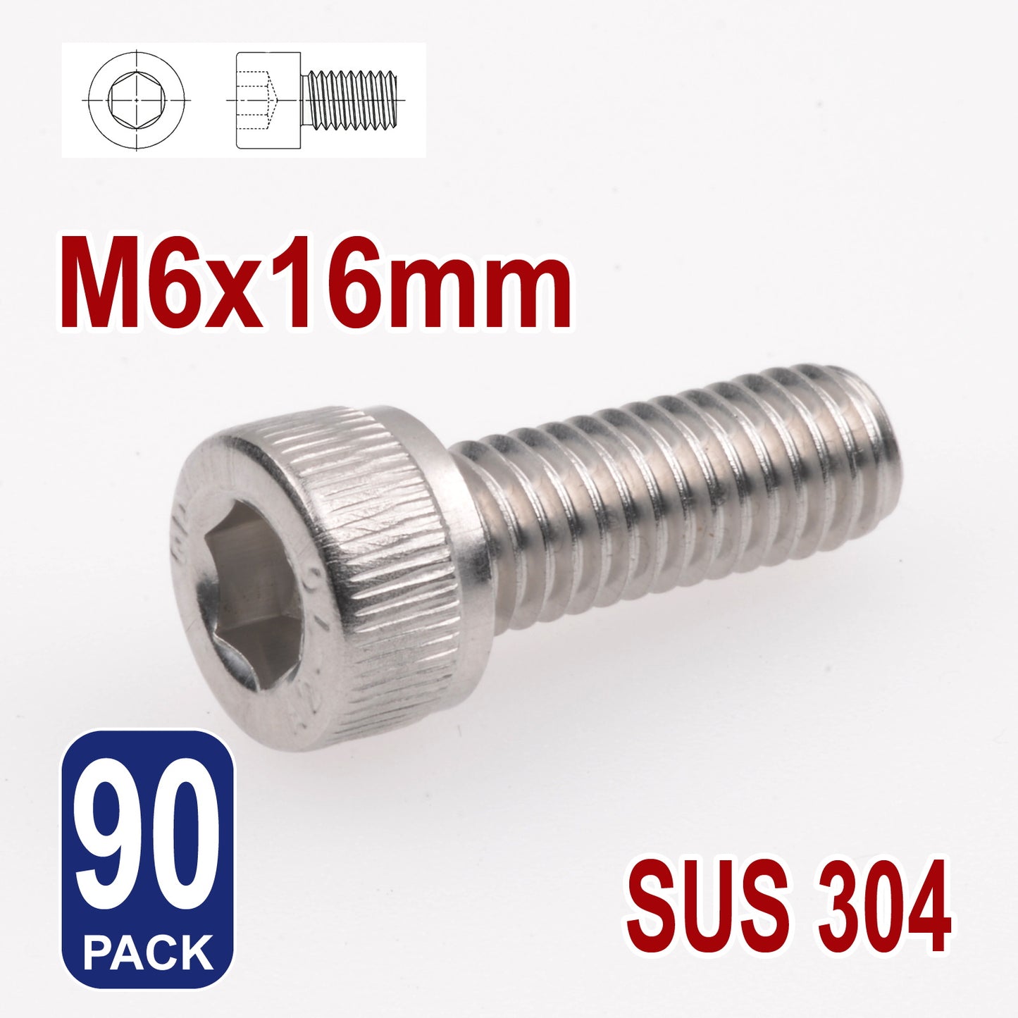 iBase - M6 x 16mm Socket Head Cap Screws Hex Allen Drive Bolts Stainless Steel Skt Kit - W14031B90.jpg