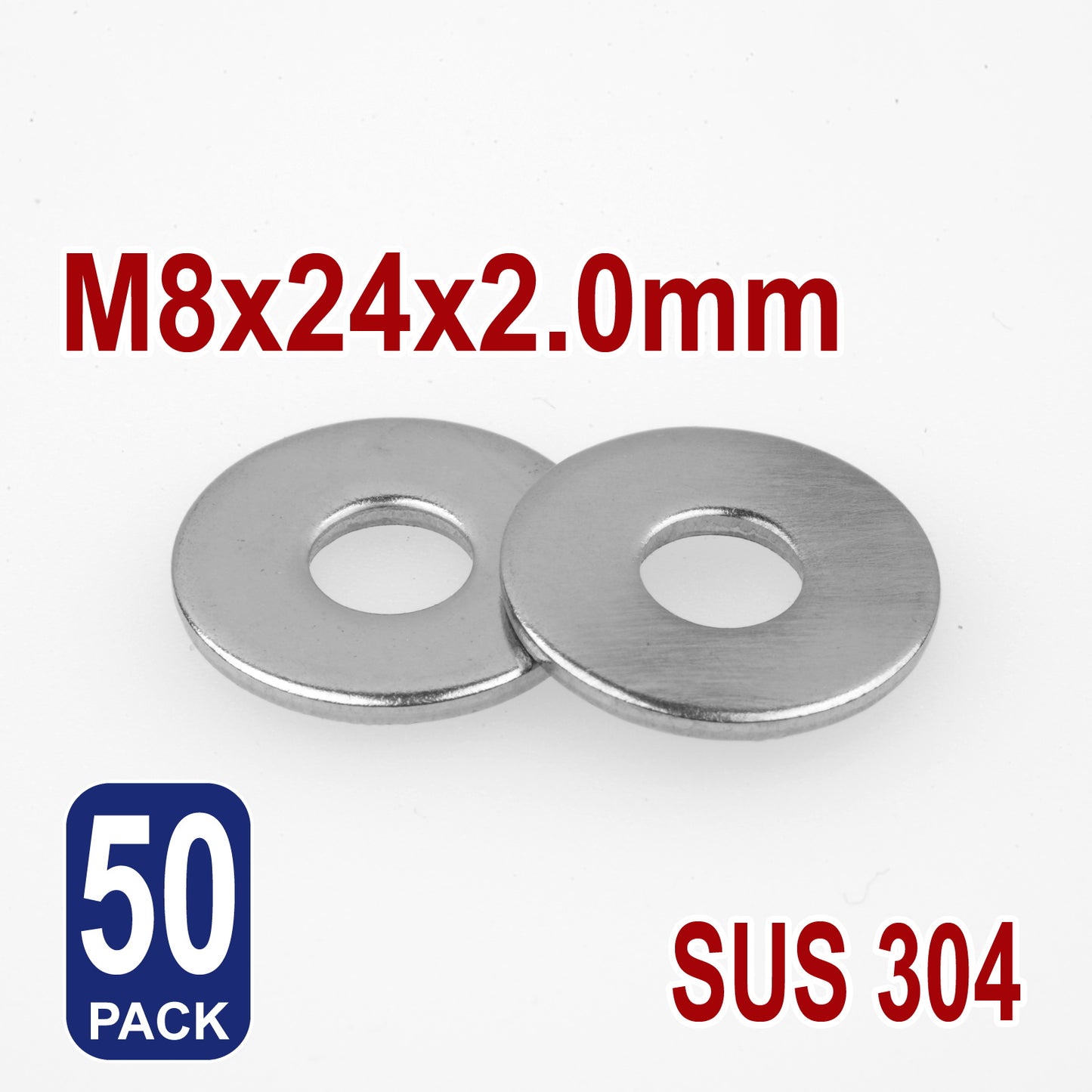 iBase - M8 Penny Mudguard Fender Flat Washers Stainless Steel 304 Metric SS Round Kit - W14088B50.jpg