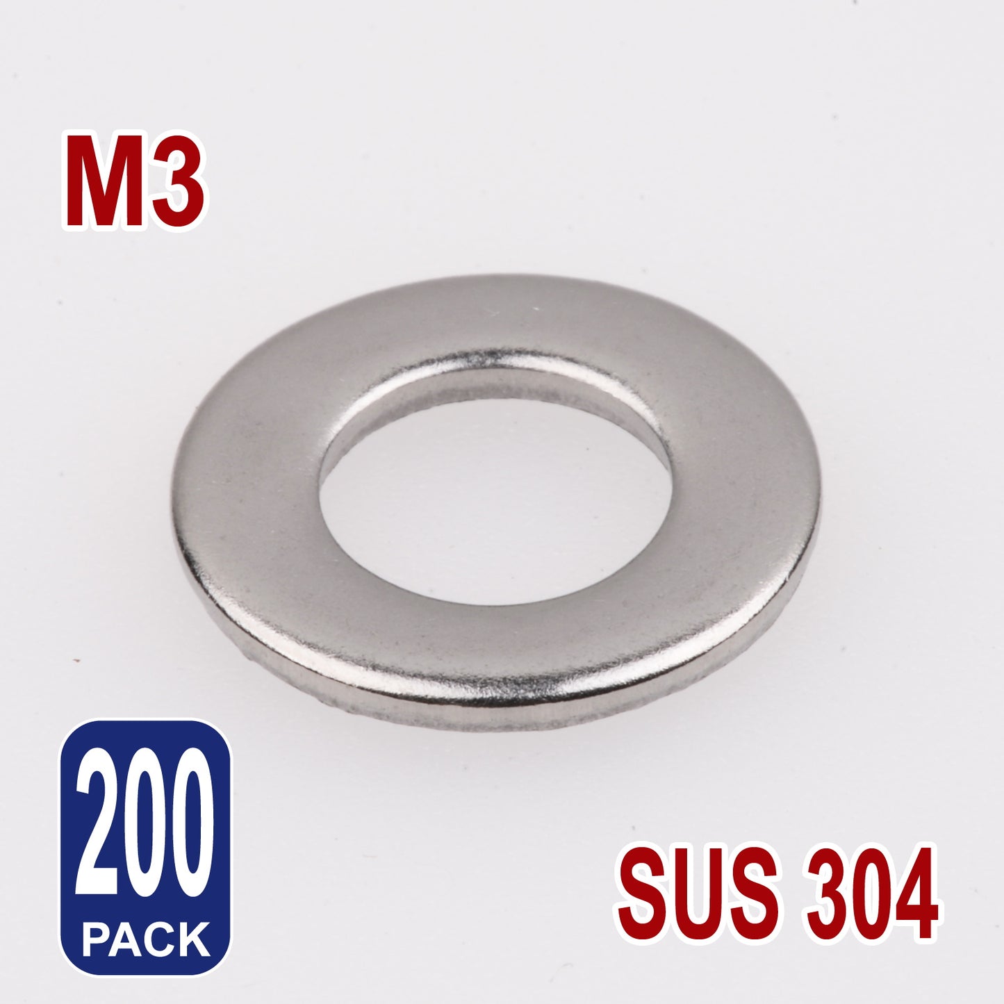 iBase - M3 Flat Washers Stainless Steel 304 Metric Fender Standard Washer Ring SS Kit - W14178B200.jpg