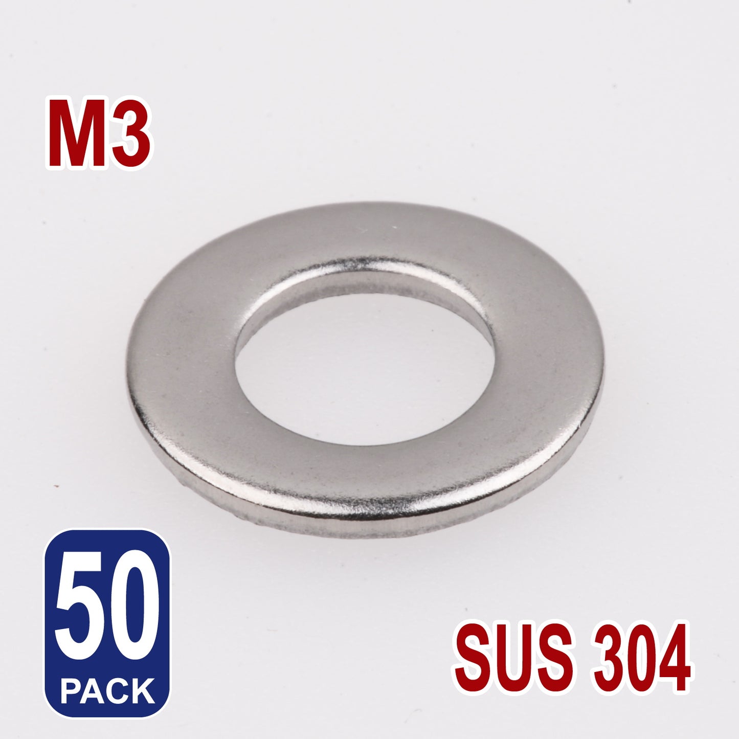 iBase - M3 Flat Washers Stainless Steel 304 Metric Fender Standard Washer Ring SS Kit - W14178B50.jpg