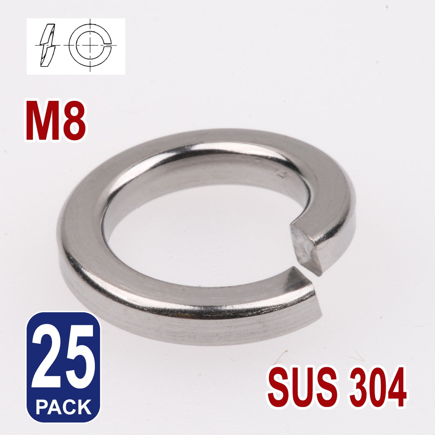iBase - M8 Spring Split Washers Lock Washer Stainless Steel 304 Metric Round Rings Kit - W14189B25.jpg