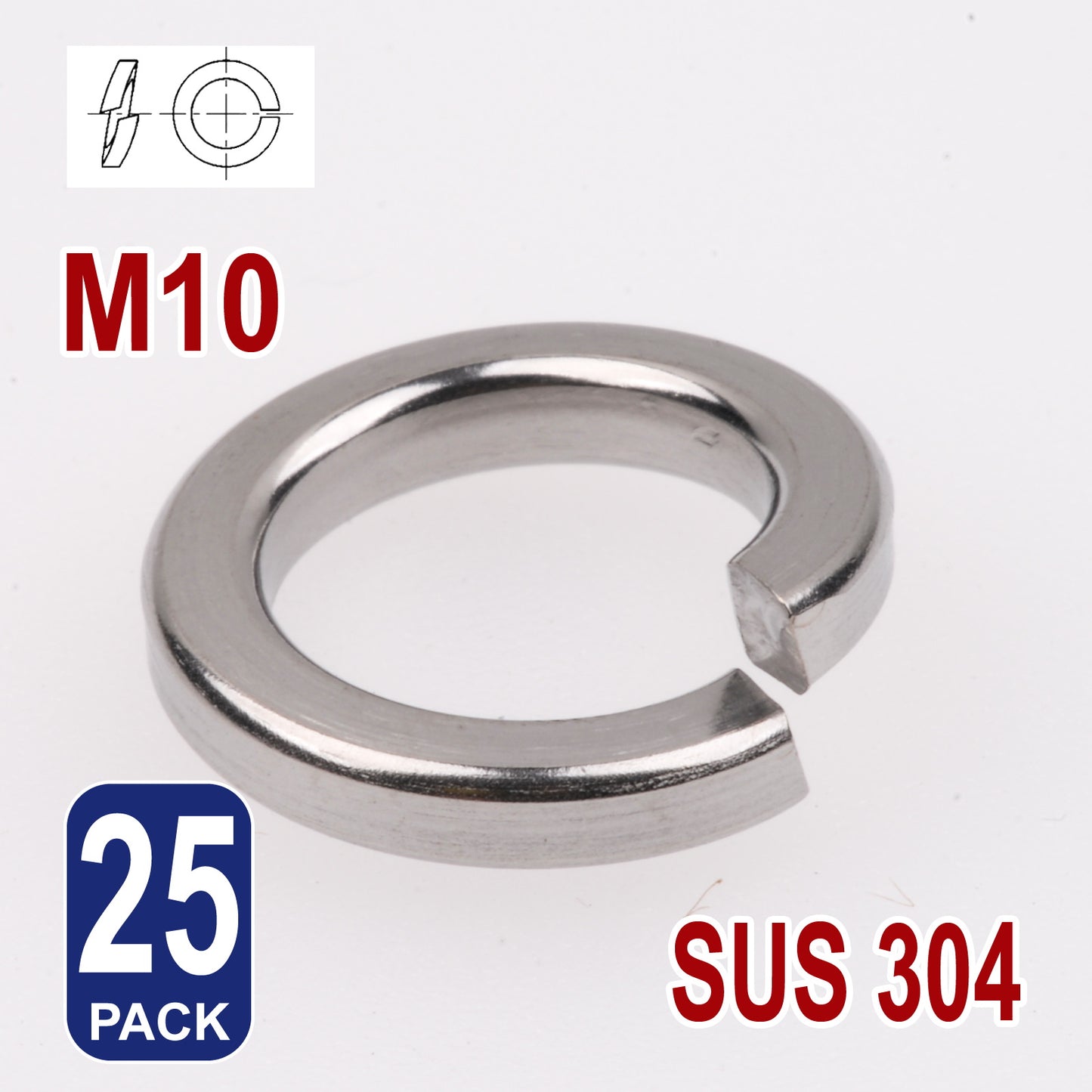 iBase - M10 Spring Split Washers Lock Washer Stainless Steel 304 Metric Round Rings Kit - W14190B25.jpg