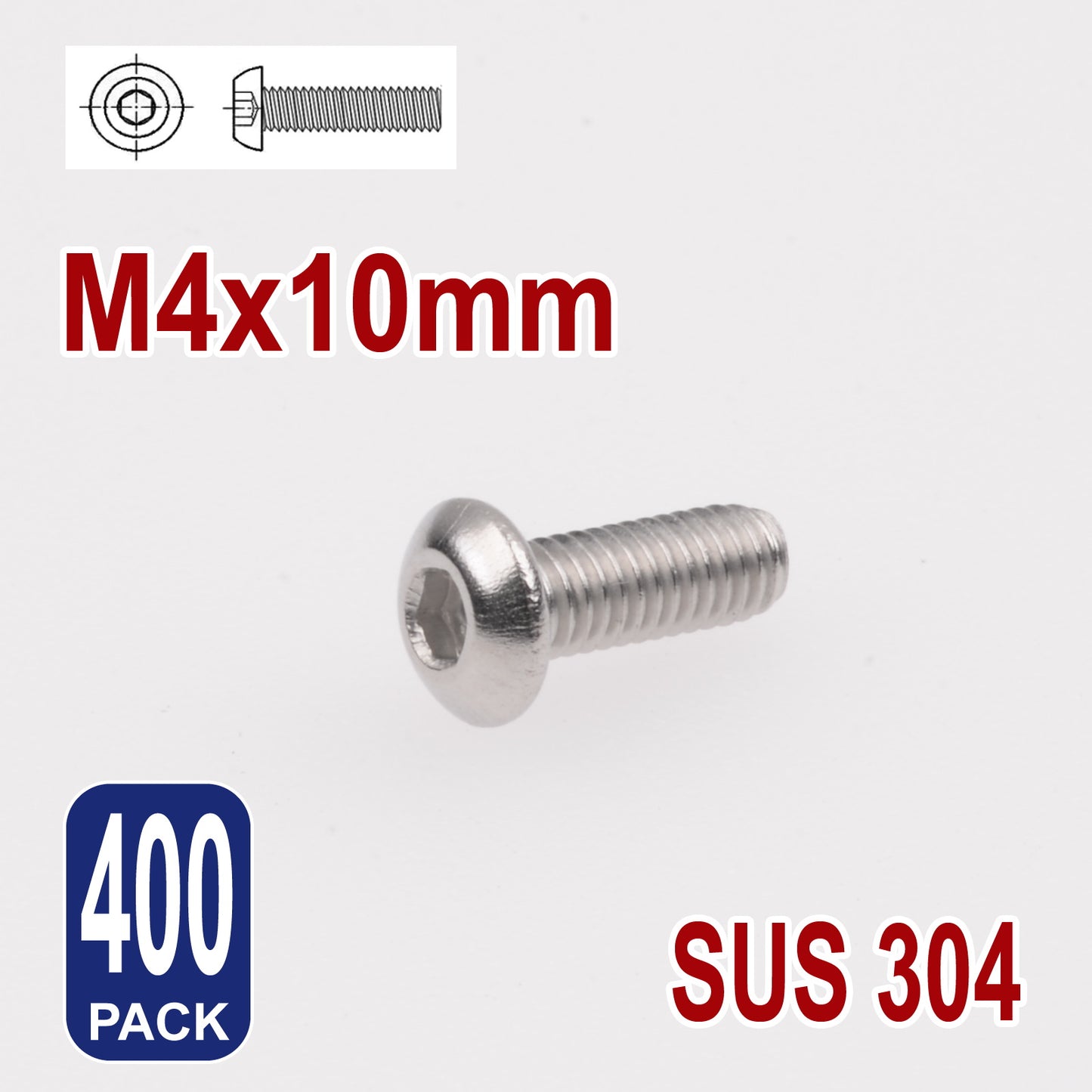 iBase - M4 x 10mm Hex Button Head Socket Cap Bolt Screws Allen Stainless Steel 4 mm Kit - W14310B400.jpg