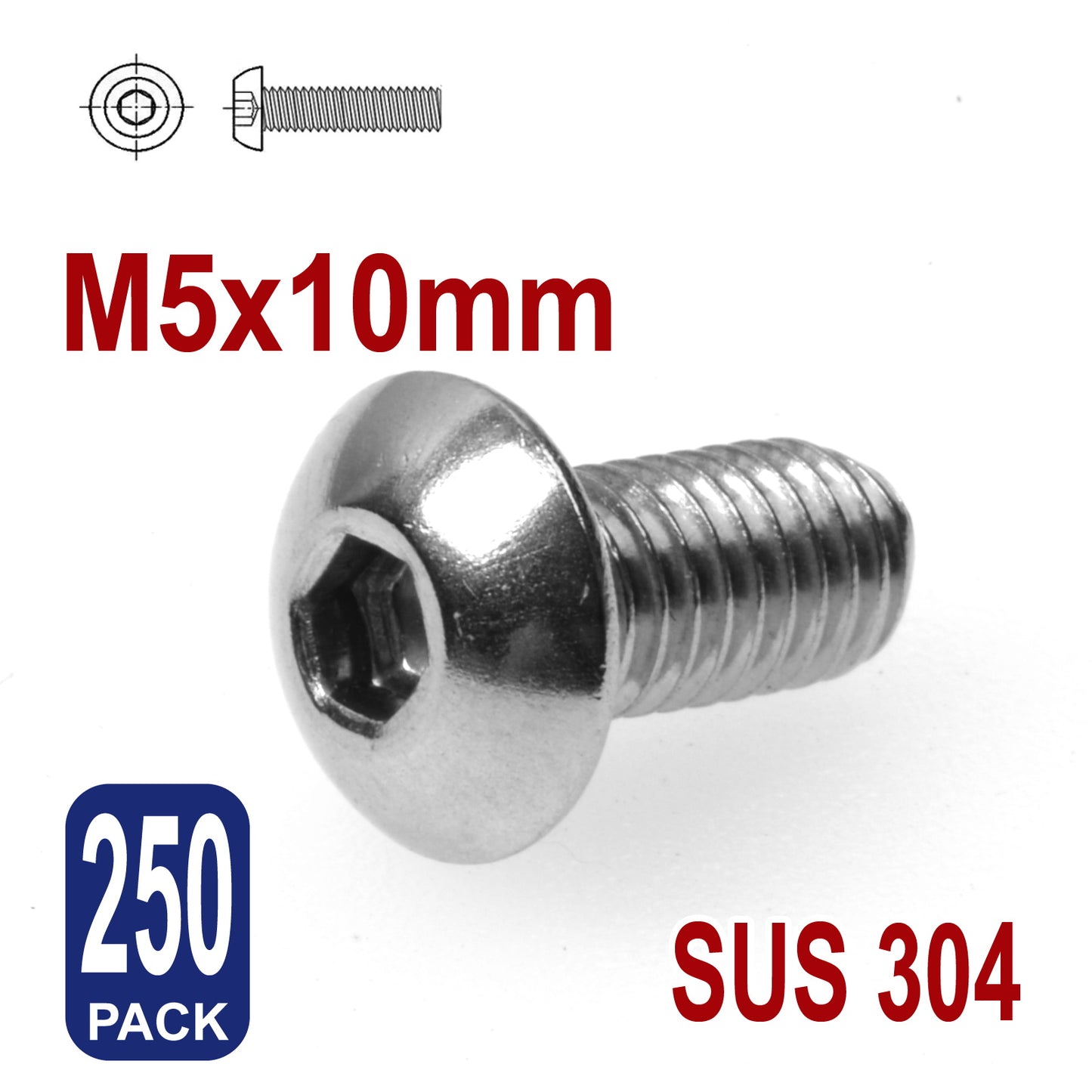 iBase - M5 x 10mm Hex Button Head Socket Cap Bolt Screws Allen Stainless Steel 5 mm Kit - W14320B250.jpg