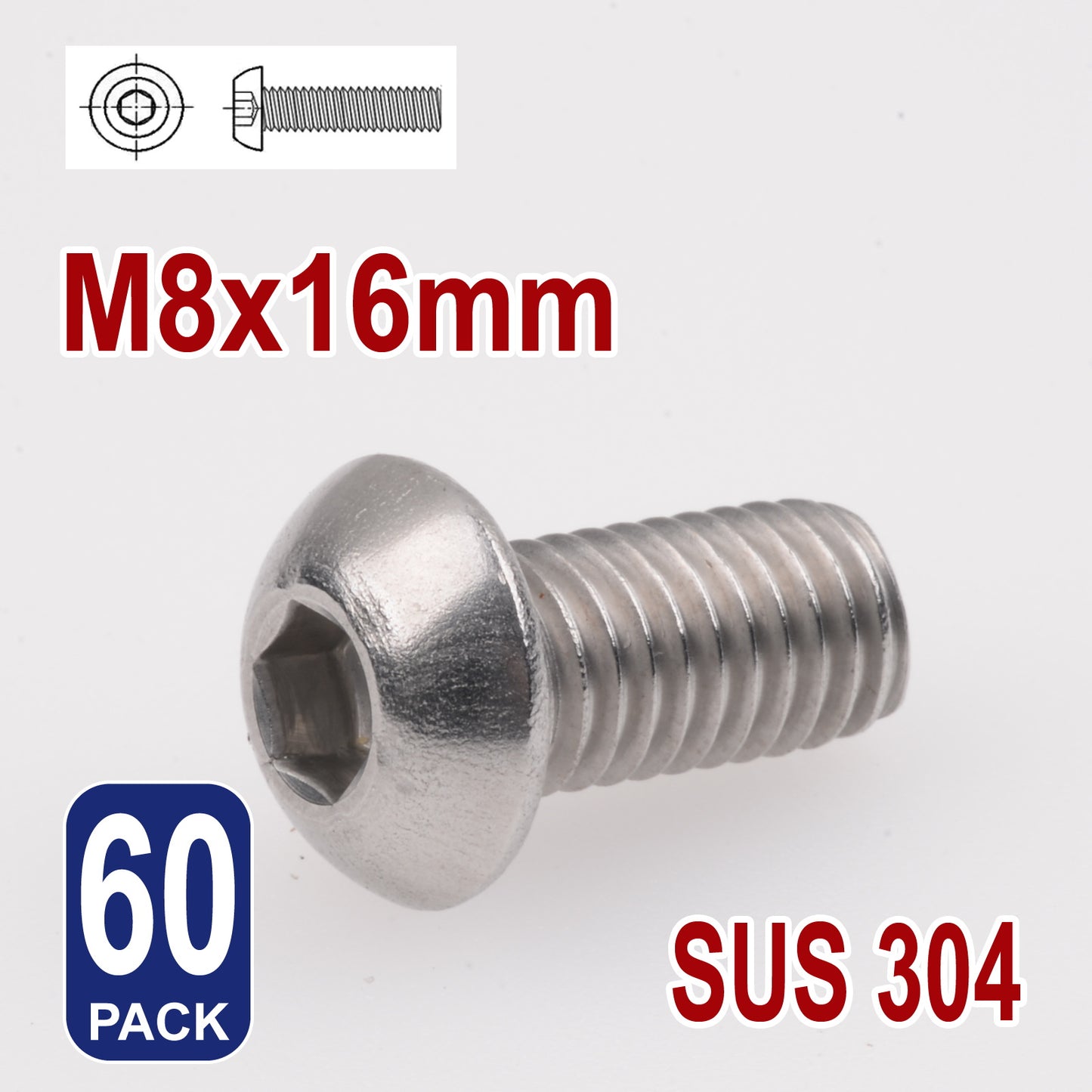 iBase - M8 x 16mm Hex Button Head Socket Cap Bolt Screws Allen Stainless Steel 8 mm Kit - W14340B60.jpg