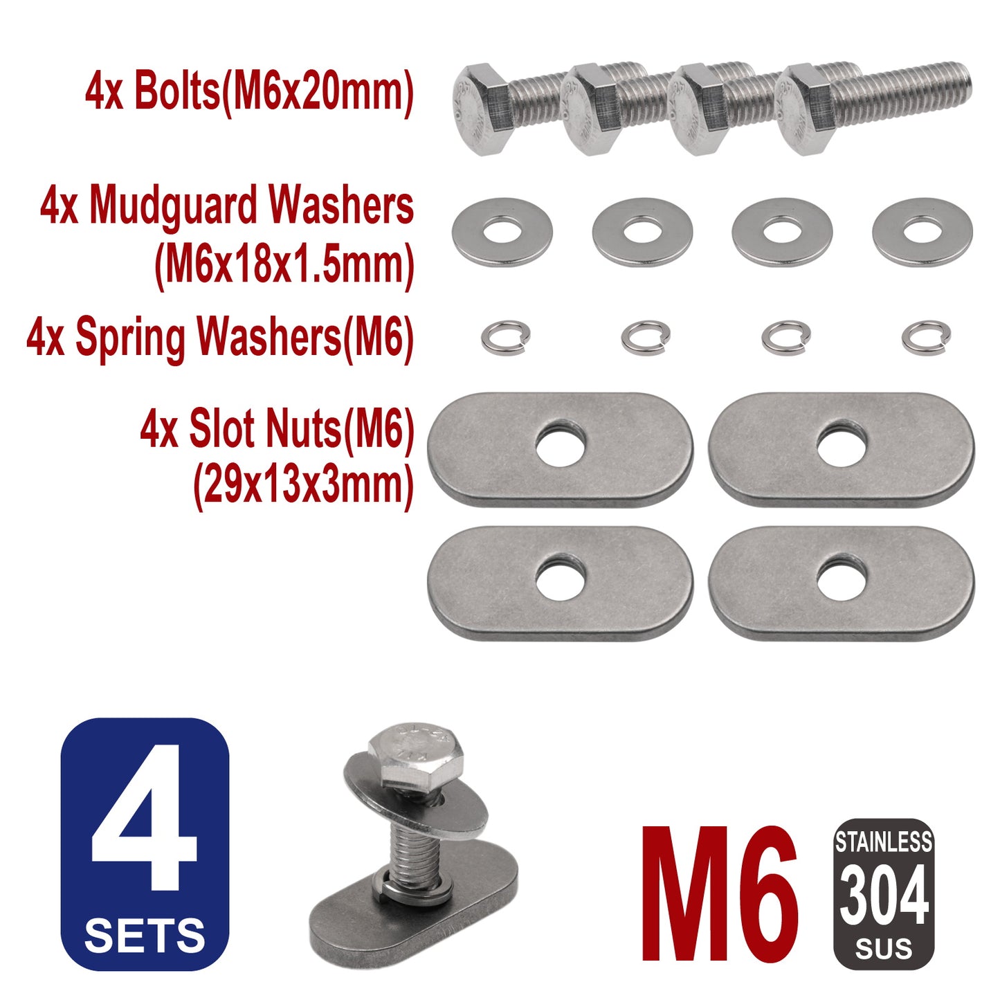 iBase - M6 x 20 mm Slot Channel Nuts Hex Bolts Slider Rhino Pioneer Roof Rack Track 4set - W14687M1.jpg