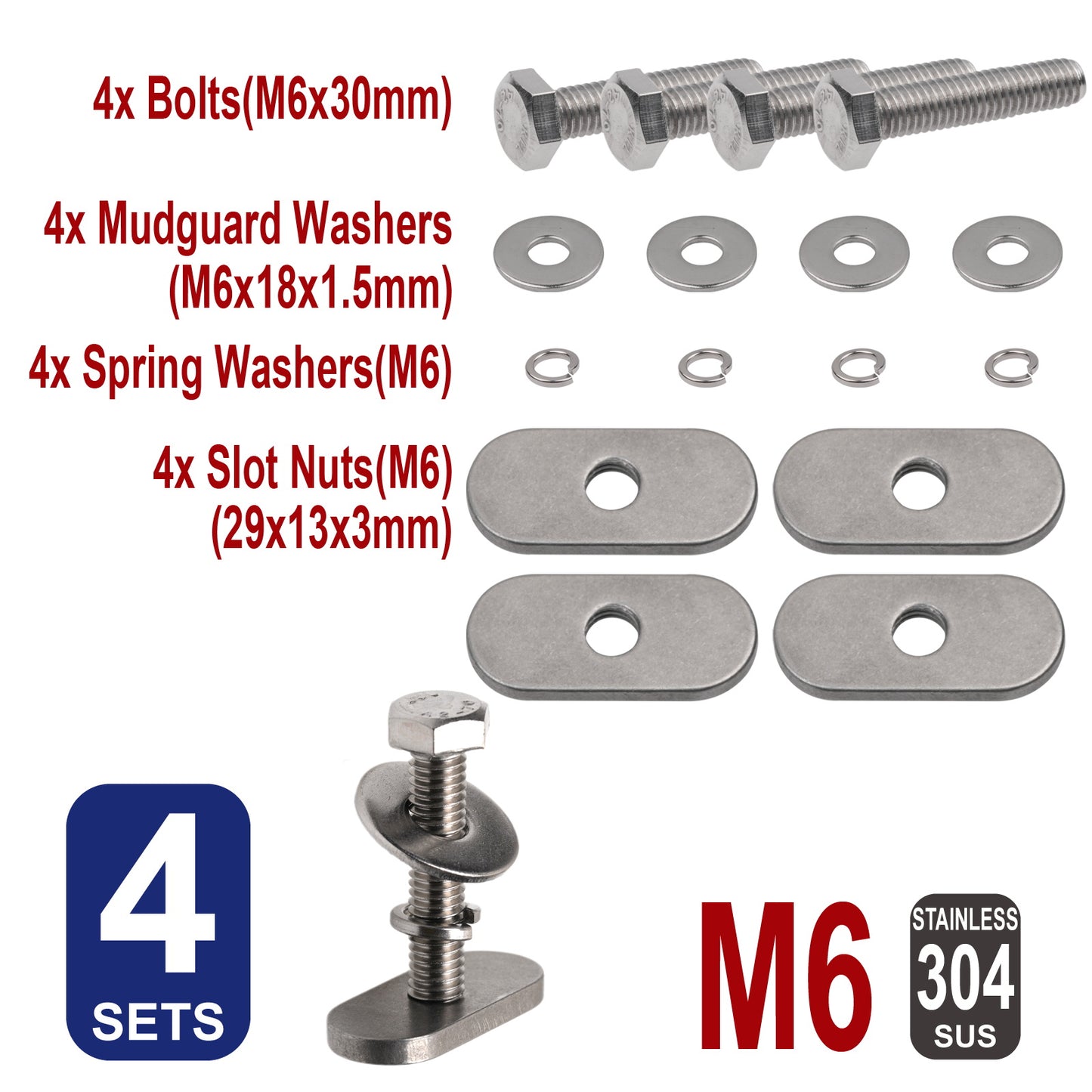 iBase - M6 x 30 mm Slot Channel Nuts Hex Bolts Slider Rhino Pioneer Roof Rack Track 4set - W14687M3.jpg