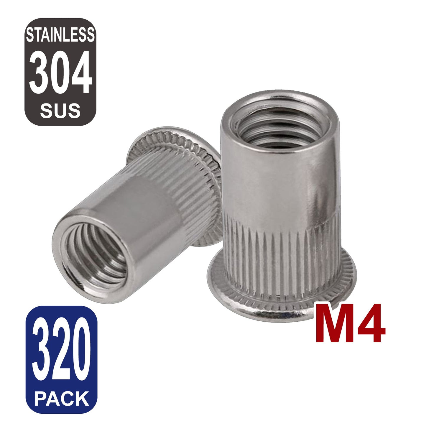 iBase - M4 Rivet Nuts Threaded Insert Nutsert Flat Head Rivnuts Stainless Steel 304 Kit - W21009B320.jpg