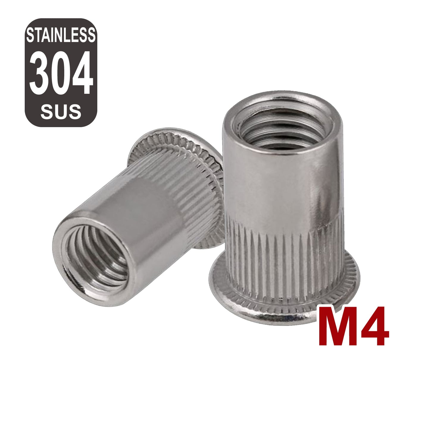 iBase - M4 Rivet Nuts Threaded Insert Nutsert Flat Head Rivnuts Stainless Steel 304 Kit - W21009VAR.jpg