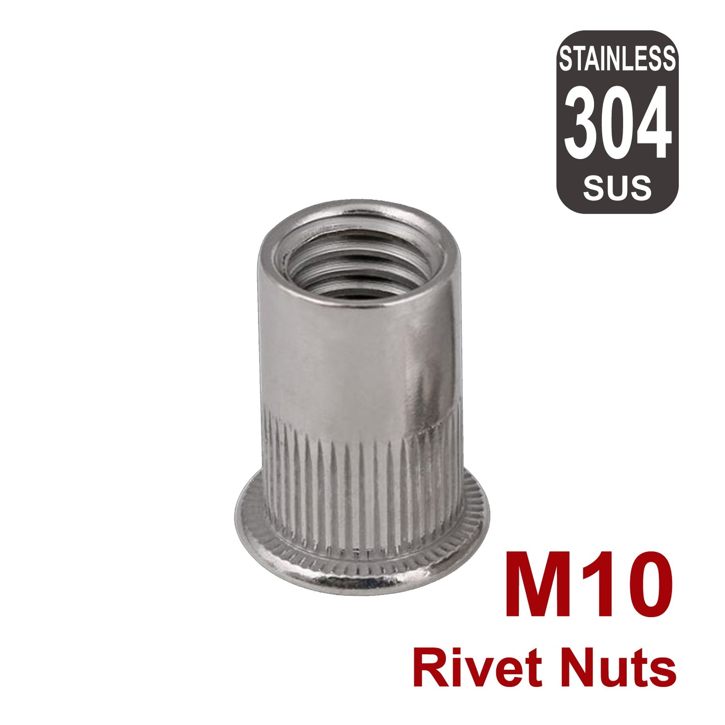 iBase - M10 Rivet Nuts Threaded Insert Nutsert Flat Head Rivnuts Stainless Steel 304 Kit - W21012.PT01.jpg