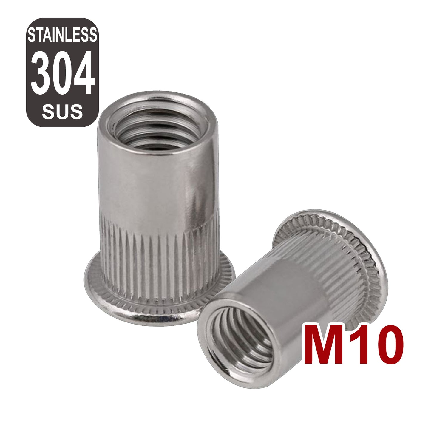 iBase - M10 Rivet Nuts Threaded Insert Nutsert Flat Head Rivnuts Stainless Steel 304 Kit - W21012VAR.jpg