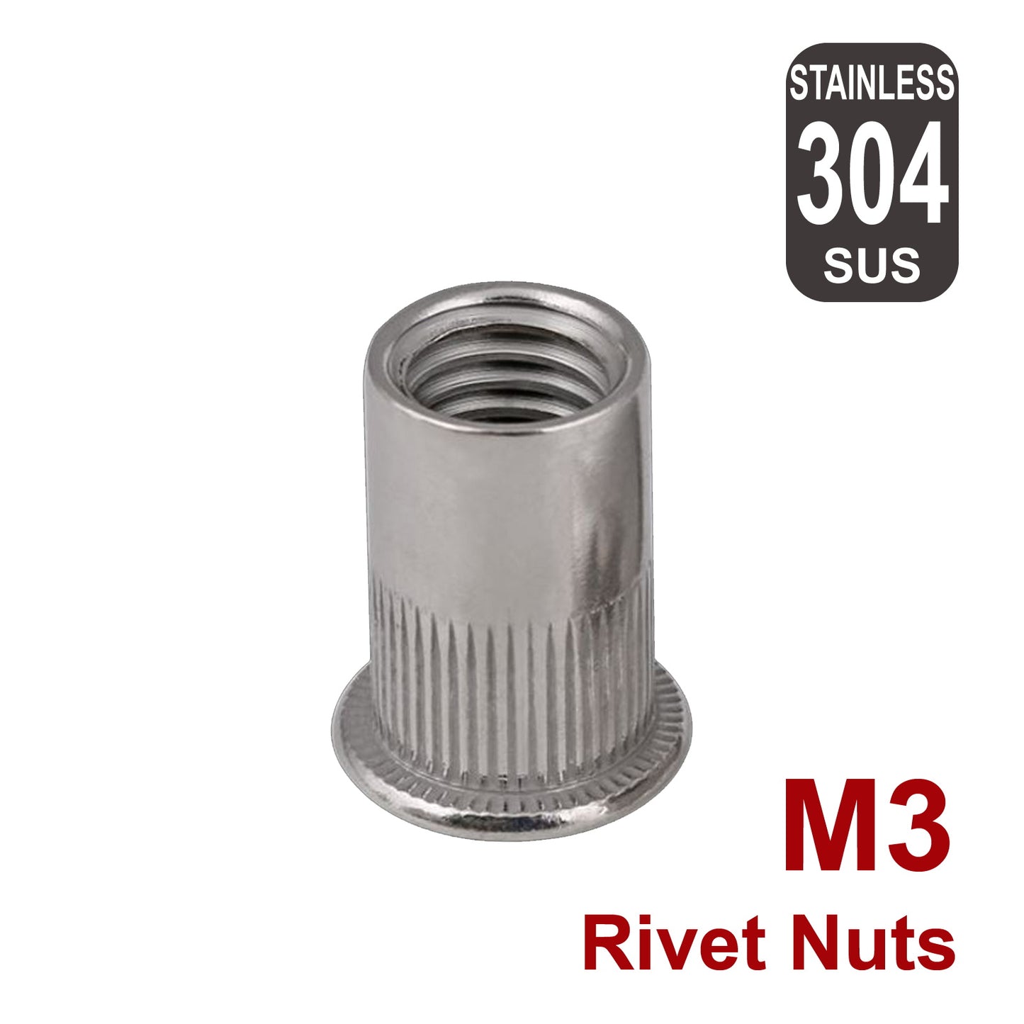 iBase - M3 Rivet Nuts Threaded Insert Nutsert Flat Head Rivnuts Stainless Steel 304 Kit - W21042.PT01.jpg