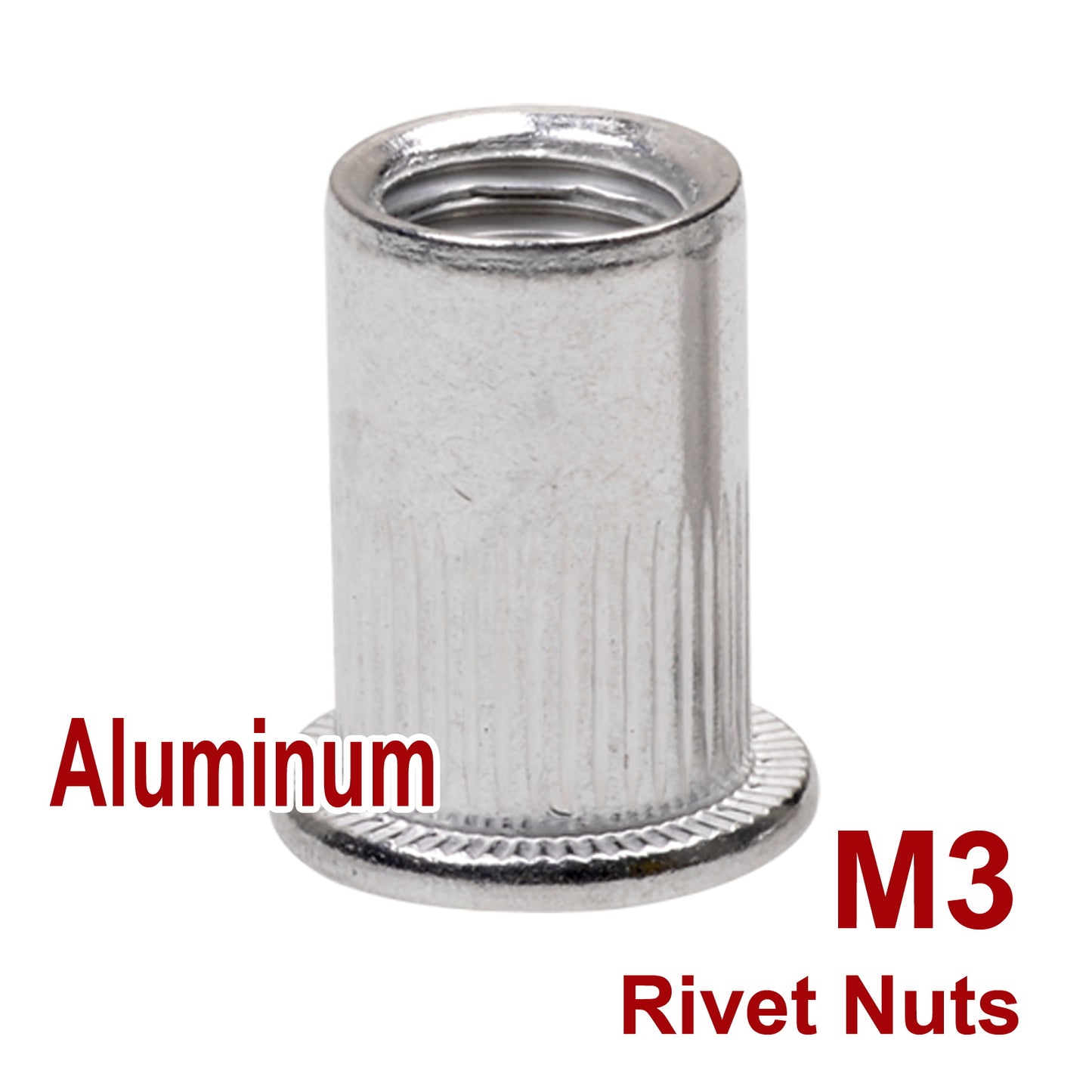 iBase - M3 Rivet Nuts Threaded Insert Nutsert Flat Head Rivnuts Aluminium Knurled Kit - W21044.PT01.jpg