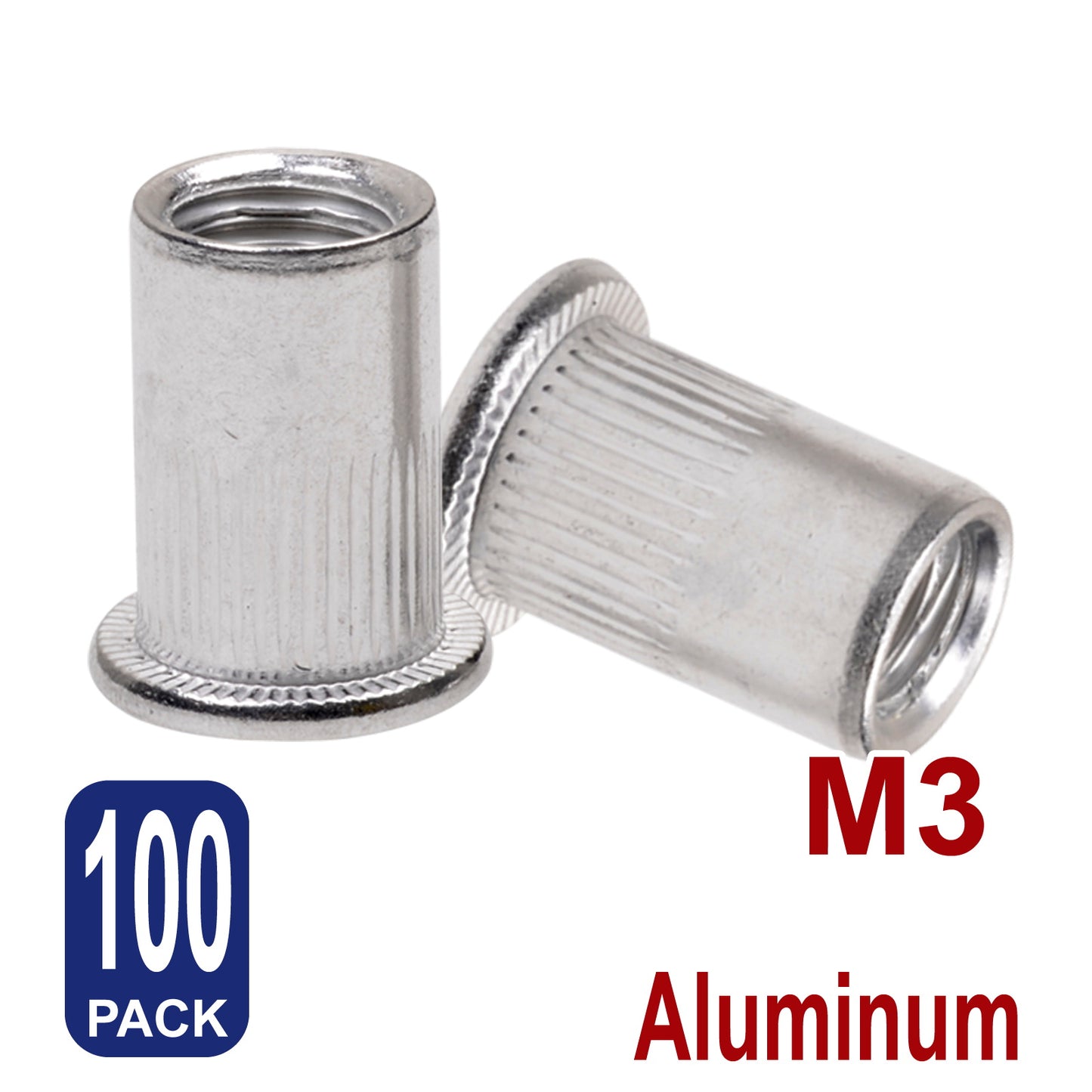 iBase - M3 Rivet Nuts Threaded Insert Nutsert Flat Head Rivnuts Aluminium Knurled Kit - W21044B100.jpg