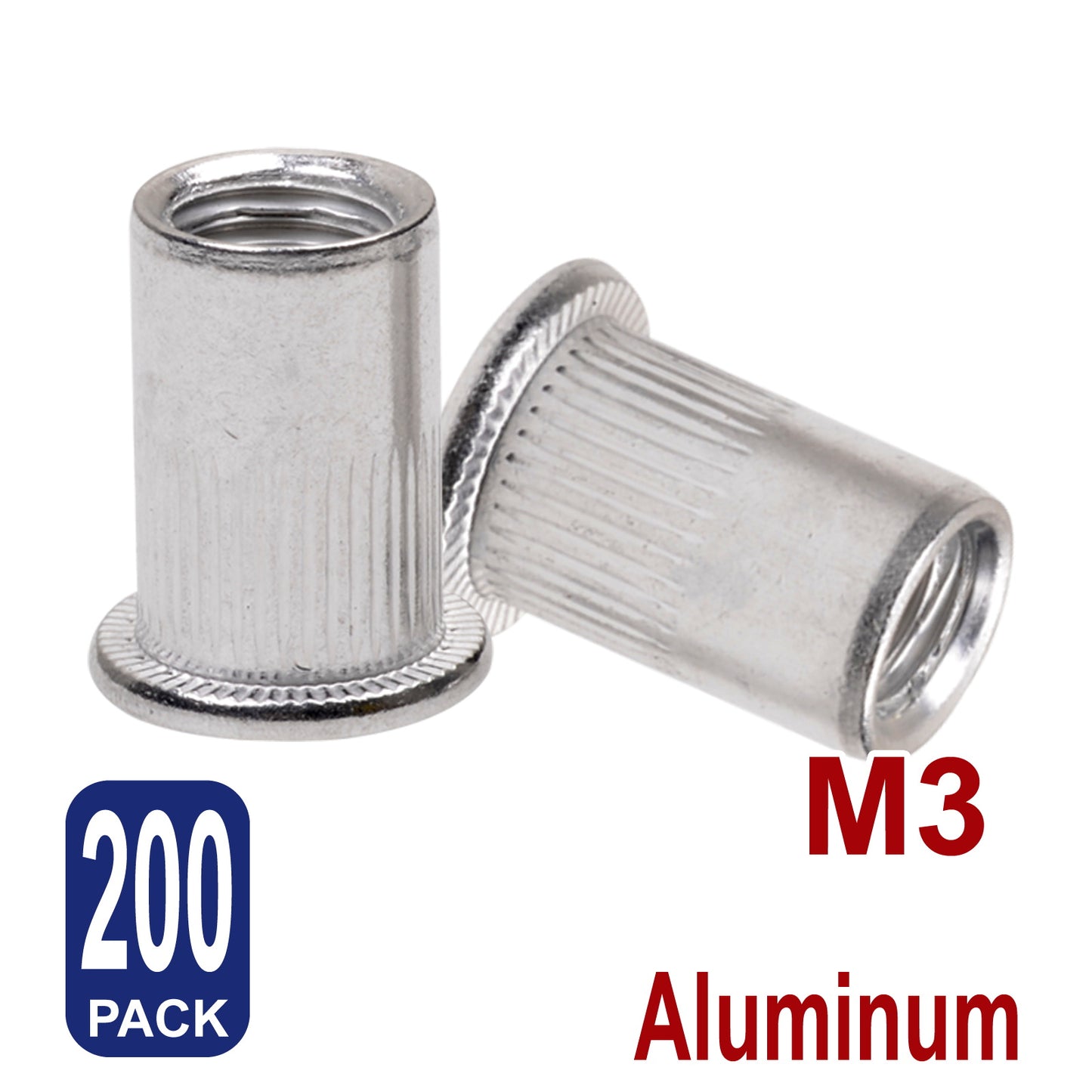 iBase - M3 Rivet Nuts Threaded Insert Nutsert Flat Head Rivnuts Aluminium Knurled Kit - W21044B200.jpg