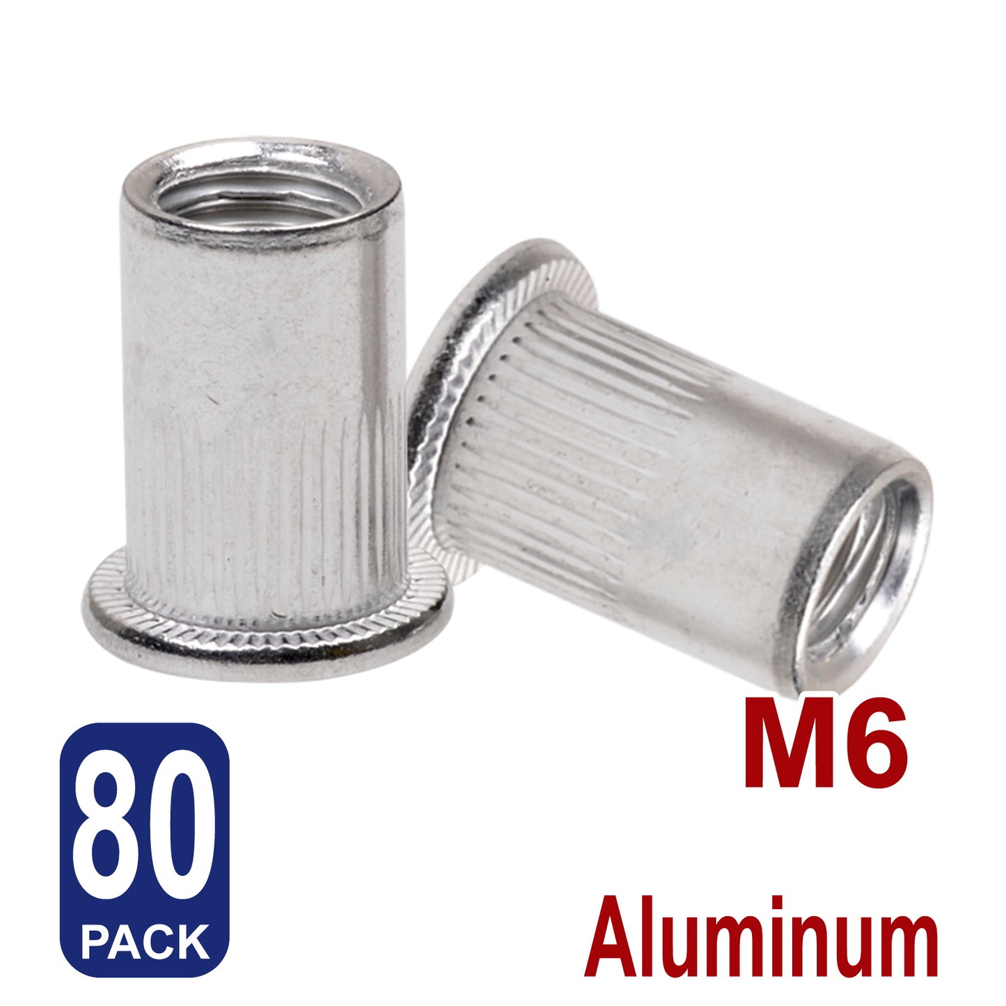 iBase - M6 Rivet Nuts Threaded Insert Nutsert Flat Head Rivnuts Aluminium Knurled Kit - W21047B80.jpg