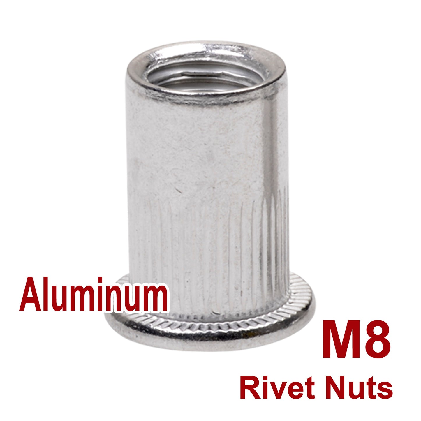 iBase - M8 Rivet Nuts Threaded Insert Nutsert Flat Head Rivnuts Aluminium Knurled Kit - W21048.PT01.jpg