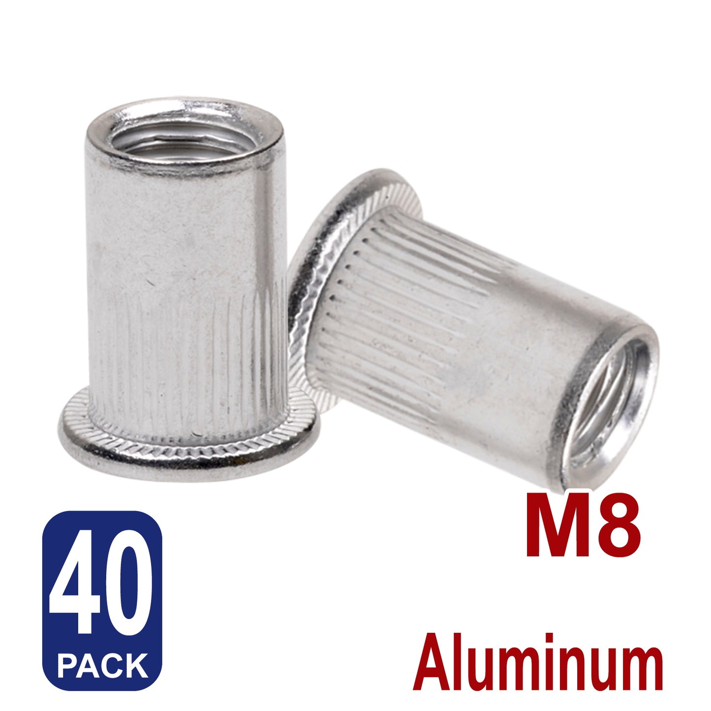 iBase - M8 Rivet Nuts Threaded Insert Nutsert Flat Head Rivnuts Aluminium Knurled Kit - W21048B40.jpg