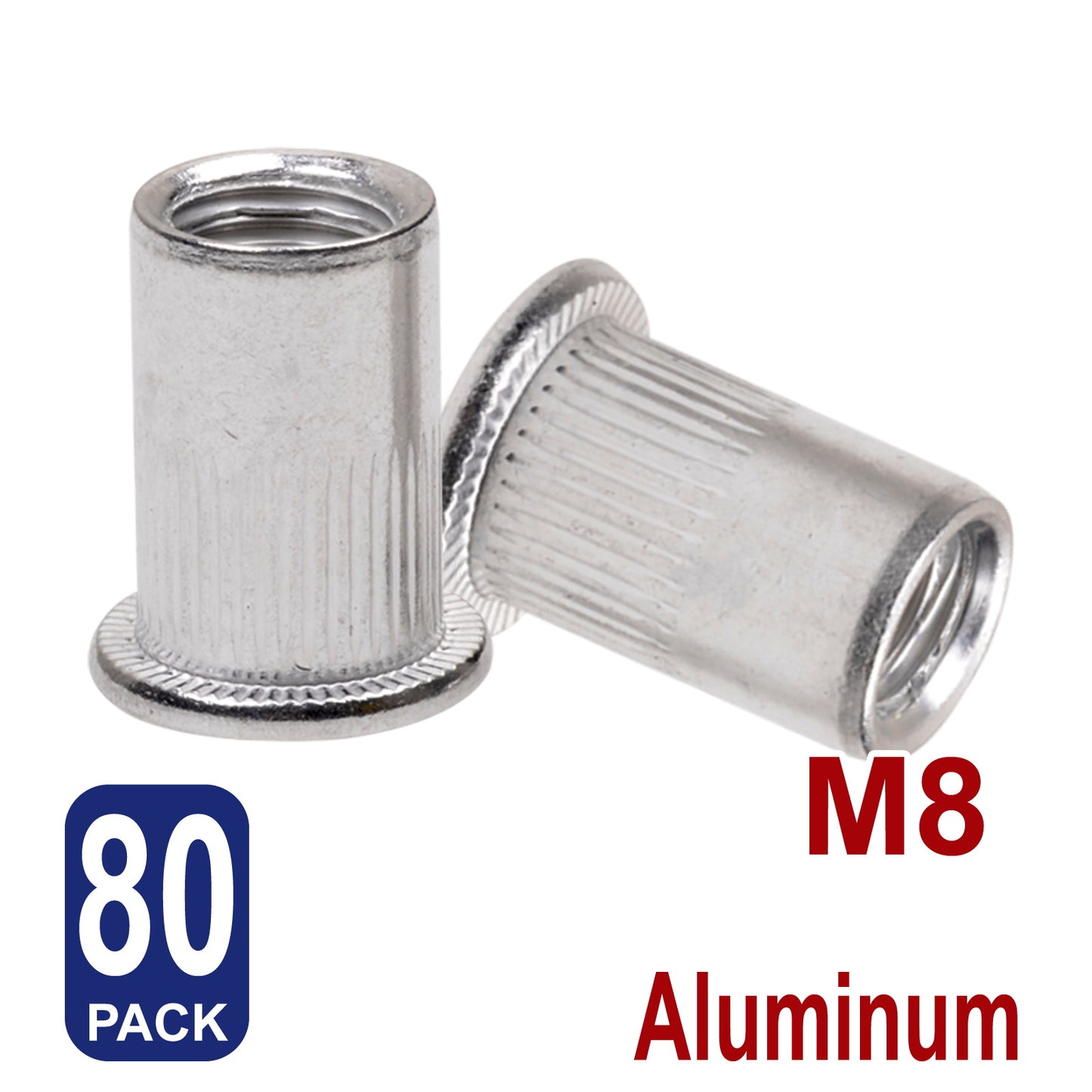 iBase - M8 Rivet Nuts Threaded Insert Nutsert Flat Head Rivnuts Aluminium Knurled Kit - W21048B80.jpg