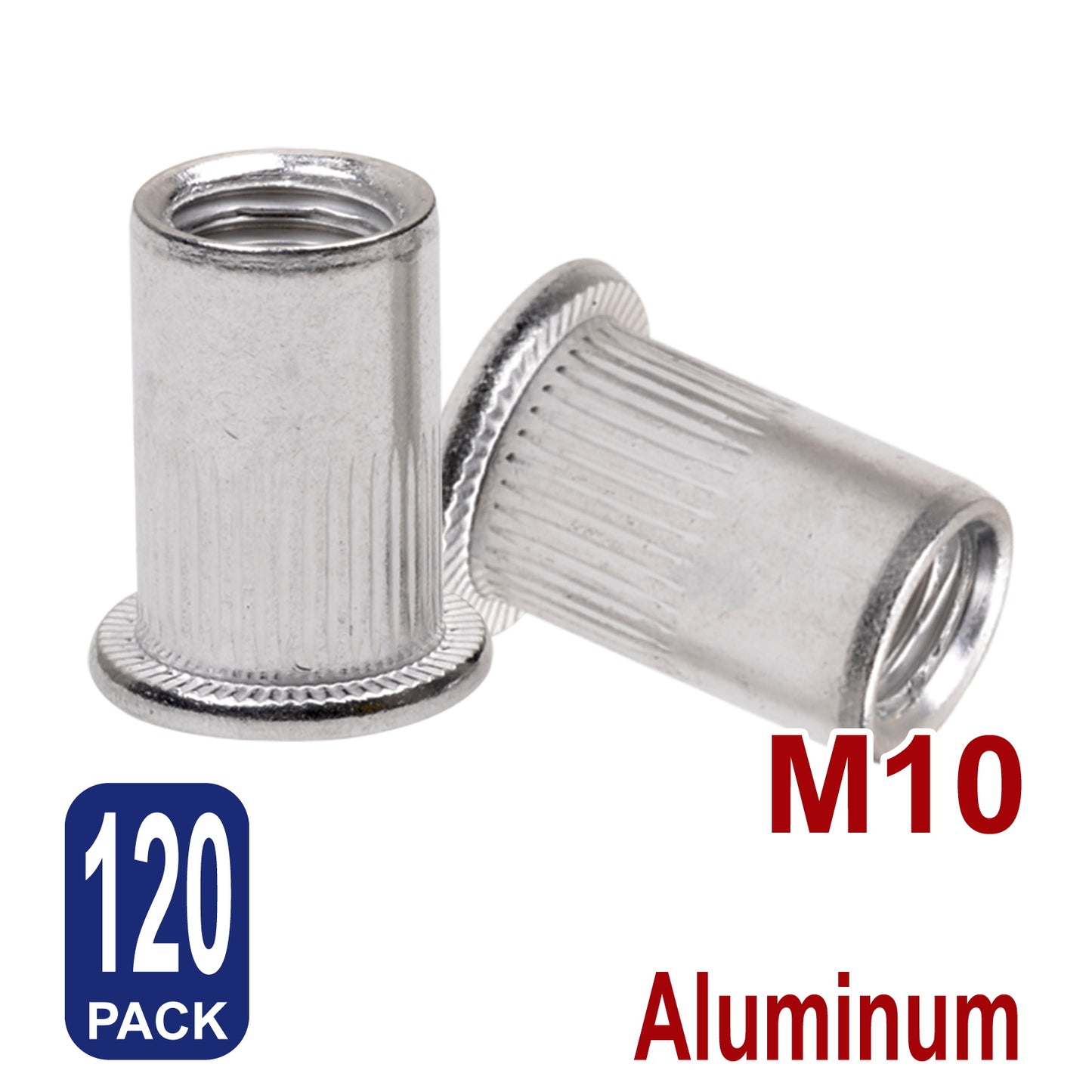 iBase - M10 Rivet Nuts Threaded Insert Nutsert Flat Head Rivnuts Aluminium Knurled Kit - W21049B120.jpg