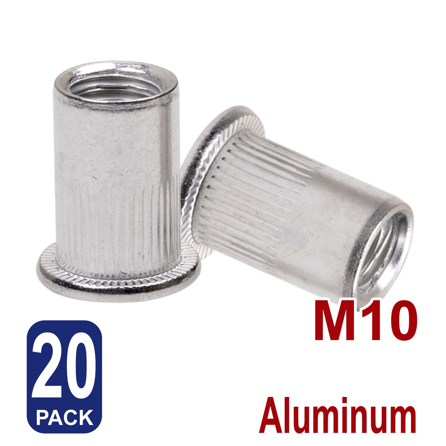 iBase - M10 Rivet Nuts Threaded Insert Nutsert Flat Head Rivnuts Aluminium Knurled Kit - W21049B20.jpg