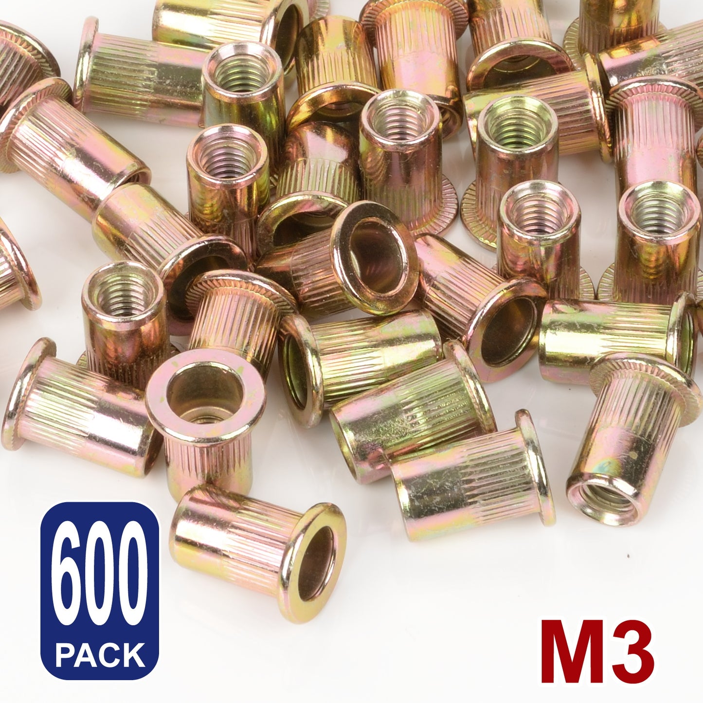 iBase - M3 Rivet Nuts Threaded Insert Nutsert Flat Head Rivnuts Yellow Zinc Plated Kit - W21053B600.jpg