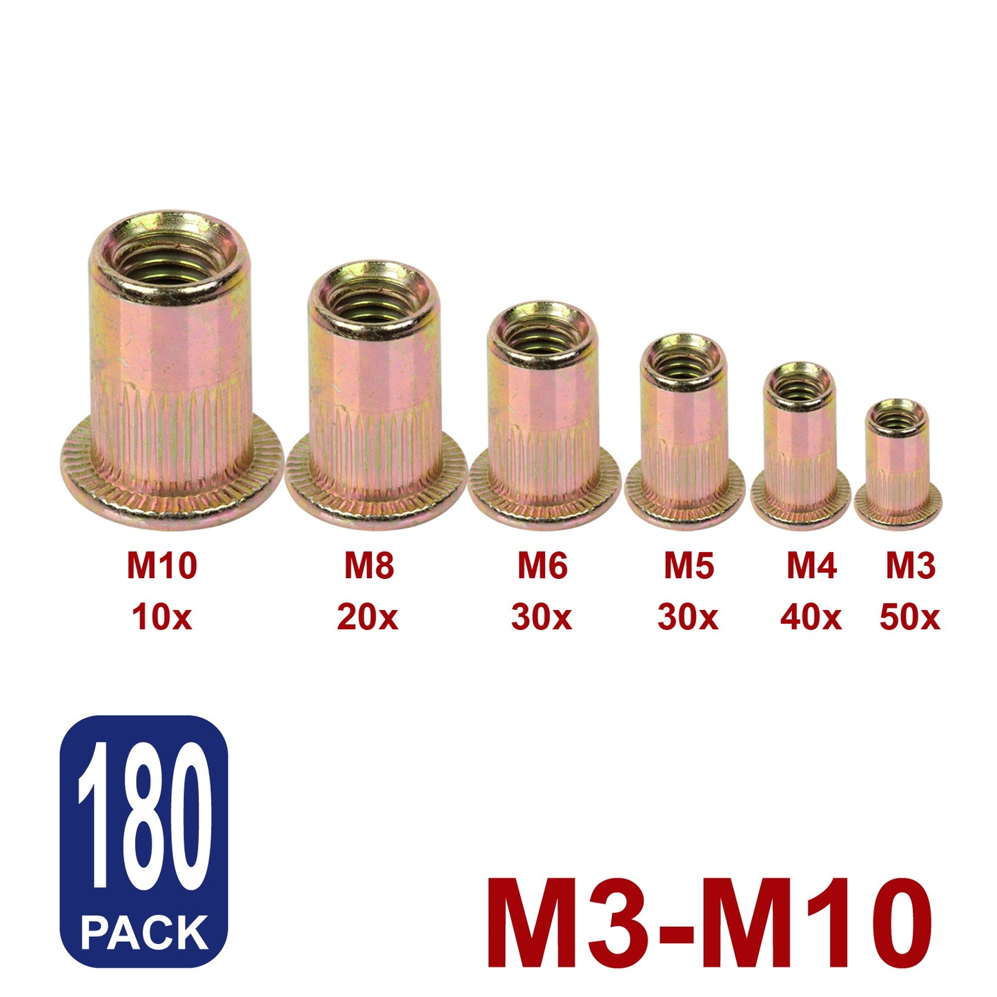 iBase - M3-M10 Rivet Nuts Threaded Insert Nutsert Flat Head Rivnuts Zinc 6size 100x - W21053M1.jpg