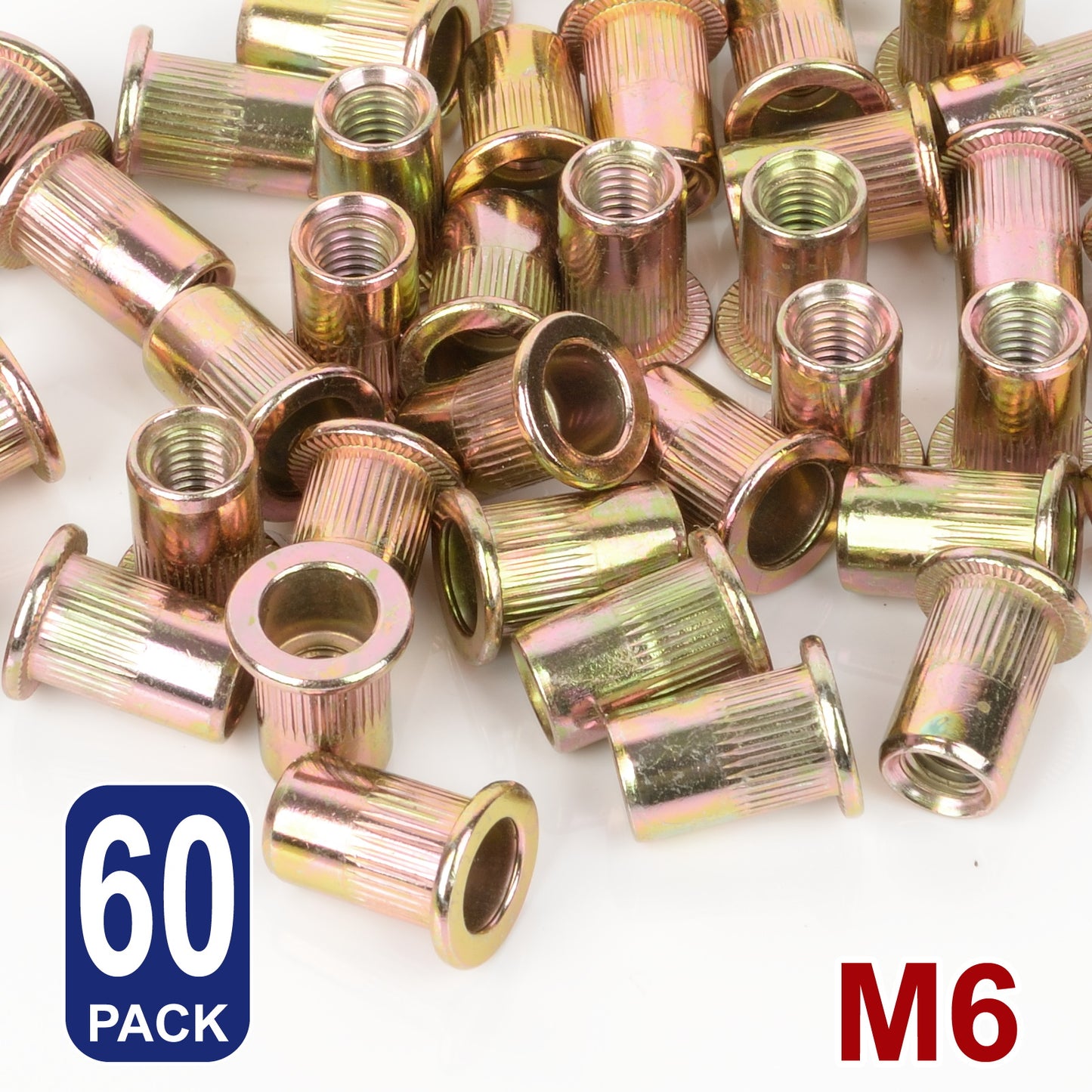 iBase - M6 Rivet Nuts Threaded Insert Nutsert Flat Head Rivnuts Yellow Zinc Plated Kit - W21056B60.jpg