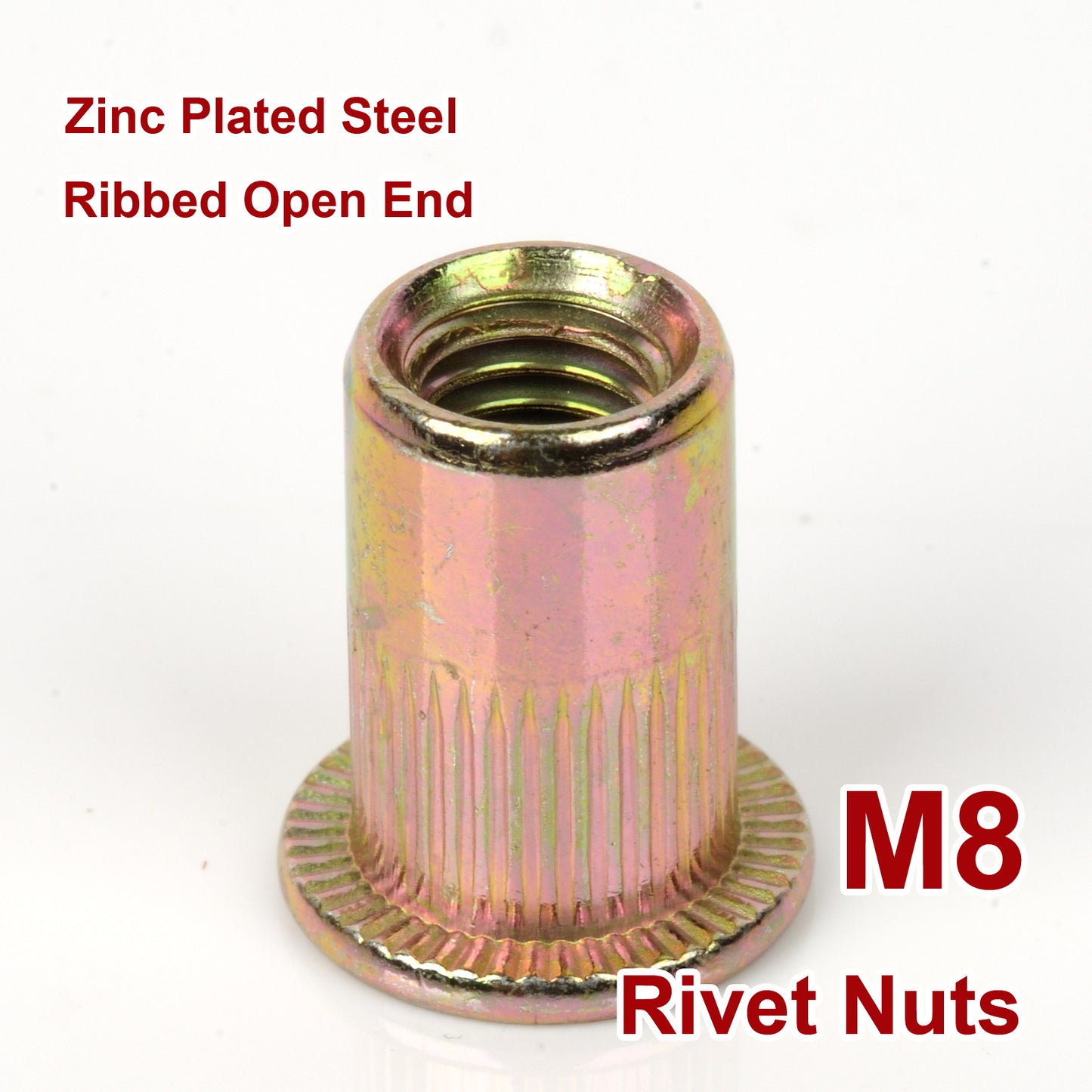 iBase - M8 Rivet Nuts Threaded Insert Nutsert Flat Head Rivnuts Yellow Zinc Plated Kit - W21057.PT01.jpg