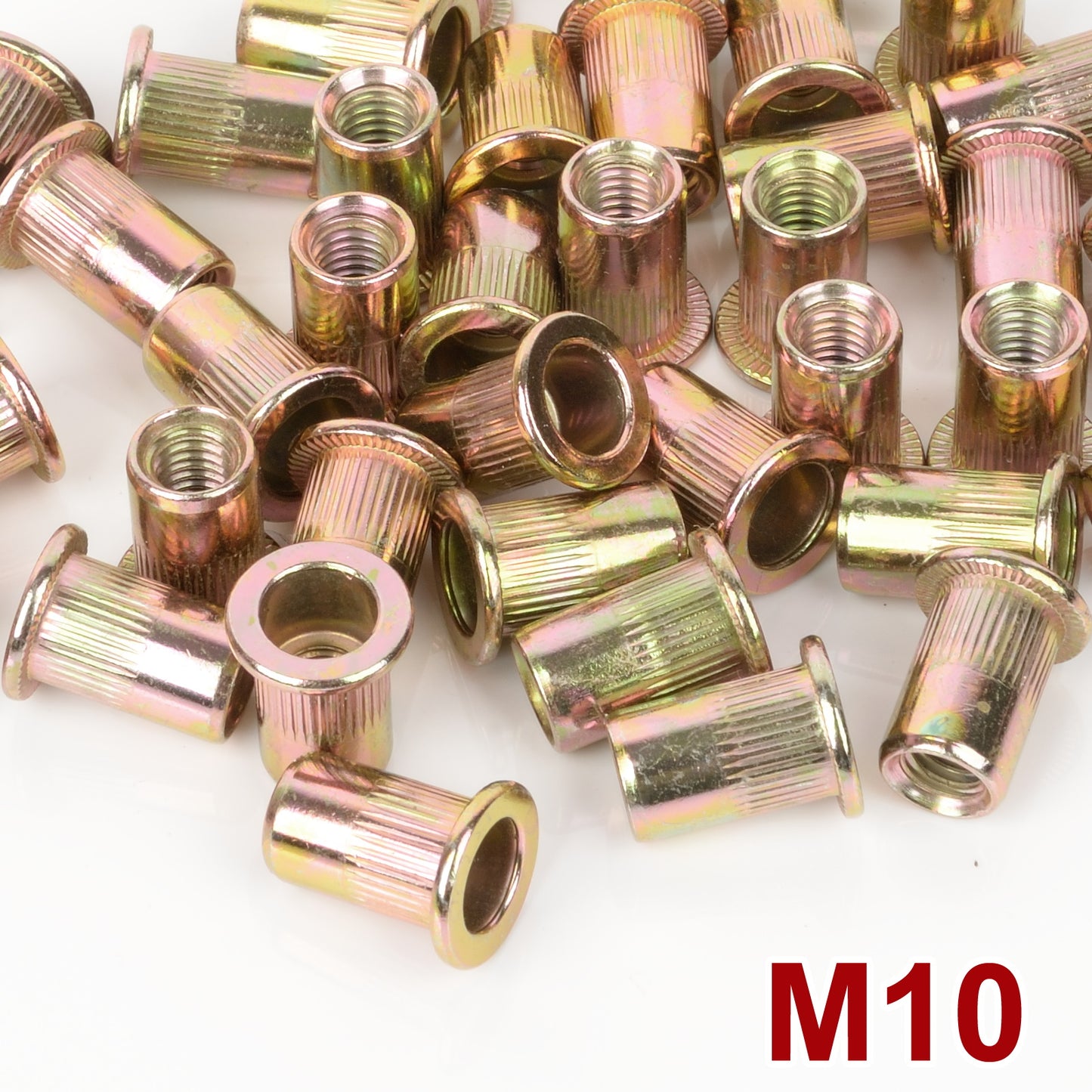 iBase - M10 Rivet Nuts Threaded Insert Nutsert Flat Head Rivnuts Yellow Zinc Plated Kit - W21058VAR.jpg