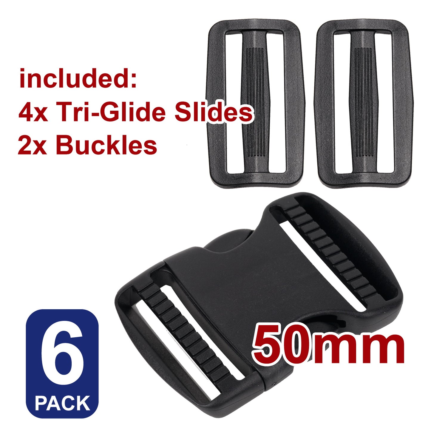 iBase - 50 mm Buckle Quick Side Release Clips Tri Glide Slider Webbing Straps Belt Kit - W92346VP03.jpg