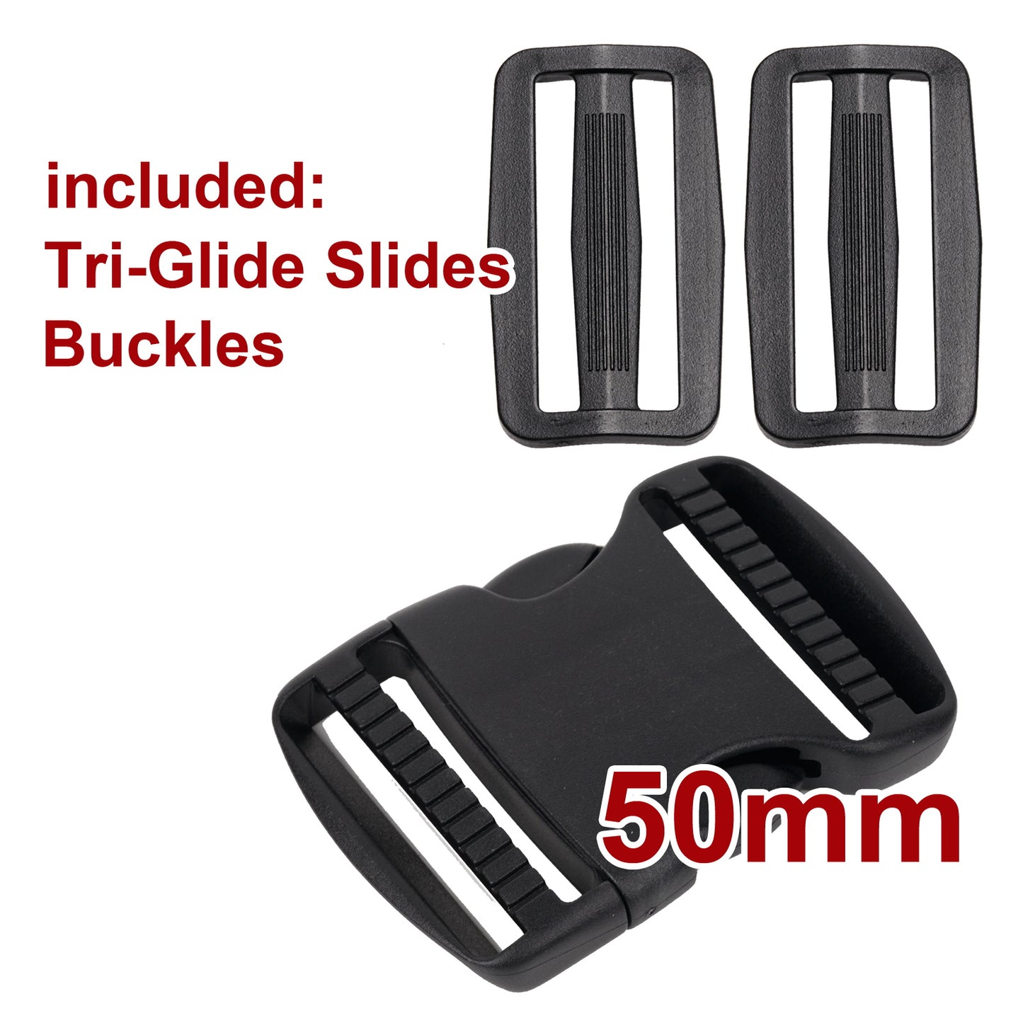 iBase - 50 mm Buckle Quick Side Release Clips Tri Glide Slider Webbing Straps Belt Kit - W92346VPVAR.jpg