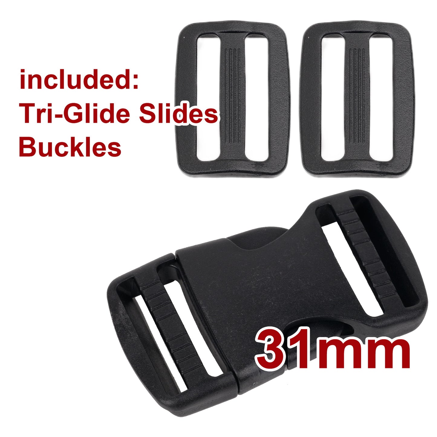 iBase - 31 mm Buckle Quick Side Release Clips Tri Glide Slider Webbing Straps Belt Kit - W92348VPVAR.jpg