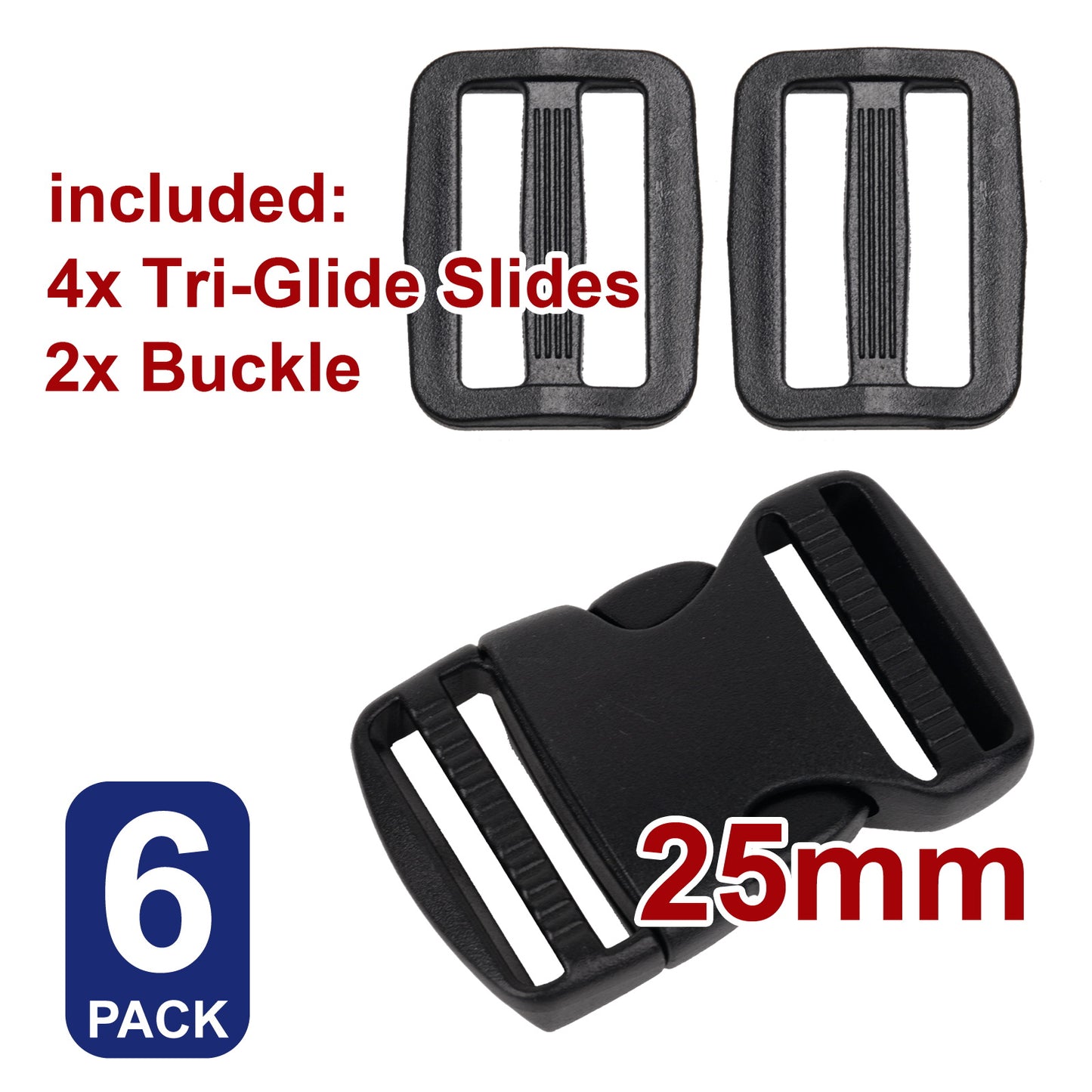 iBase - 25 mm Buckle Quick Side Release Clips Tri Glide Slider Webbing Straps Belt Kit - W92349VP04.jpg