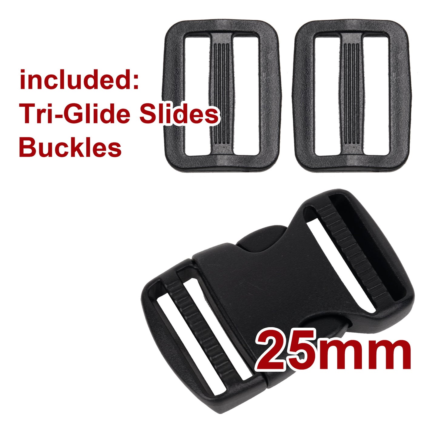 iBase - 25 mm Buckle Quick Side Release Clips Tri Glide Slider Webbing Straps Belt Kit - W92349VPVAR.jpg