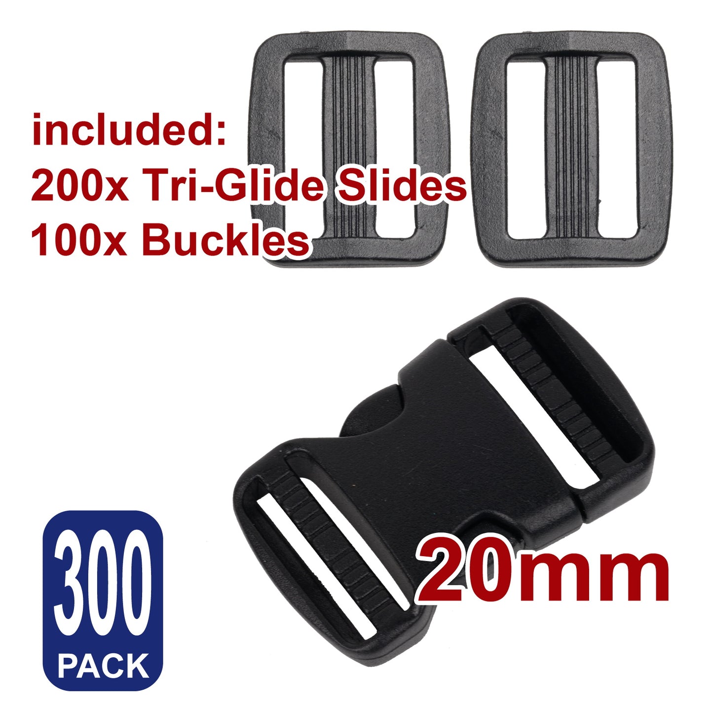 iBase - 20 mm Buckle Quick Side Release Clips Tri Glide Slider Webbing Straps Belt Kit - W92350VP03.jpg