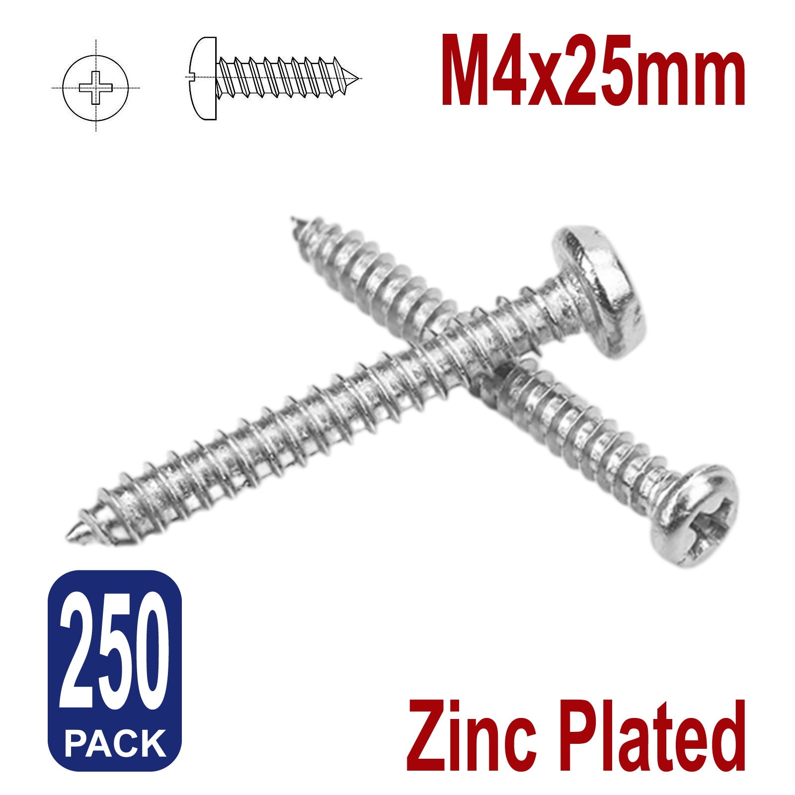 iBase - M4 x 25 mm Self Drilling Tapping Screws Pan Button Head Phillips Wood Zinc Kit - W11019B250.jpg