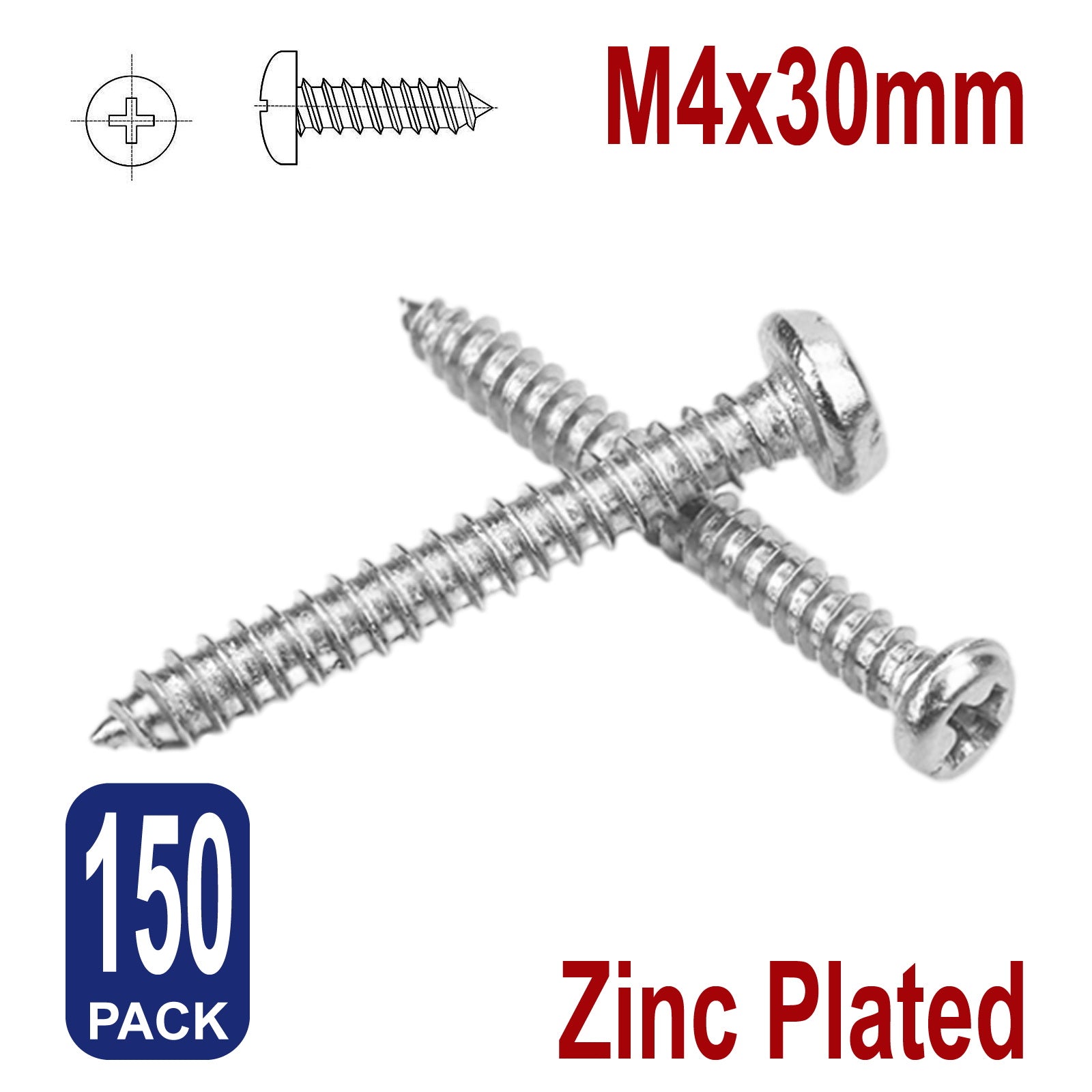 iBase - M4 x 30 mm Self Drilling Tapping Screws Pan Button Head Phillips Wood Zinc Kit - W11020B150.jpg