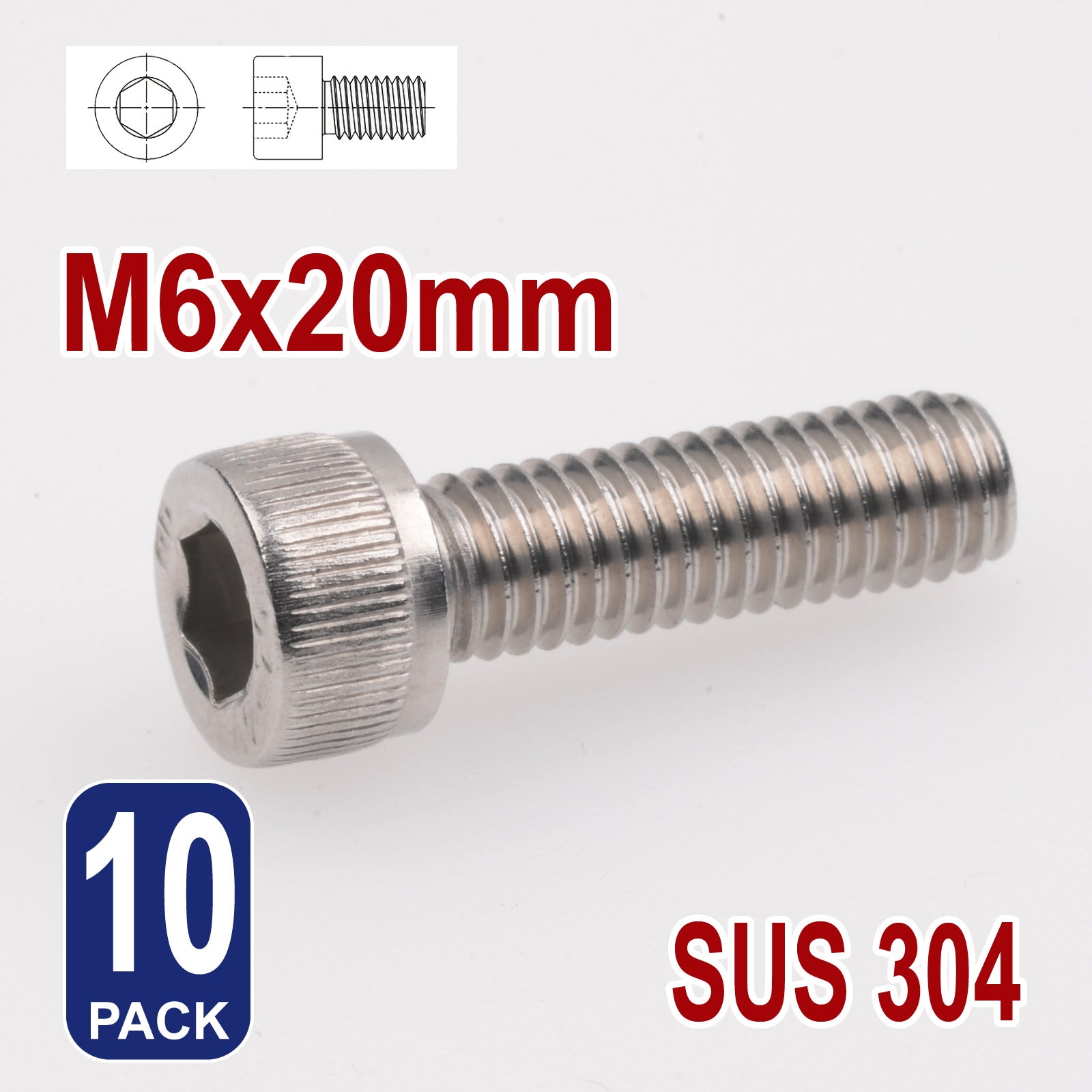 iBase - M6 x 20mm Socket Head Cap Screws Hex Allen Drive Bolts Stainless Steel Skt Kit - W14032B10.jpg