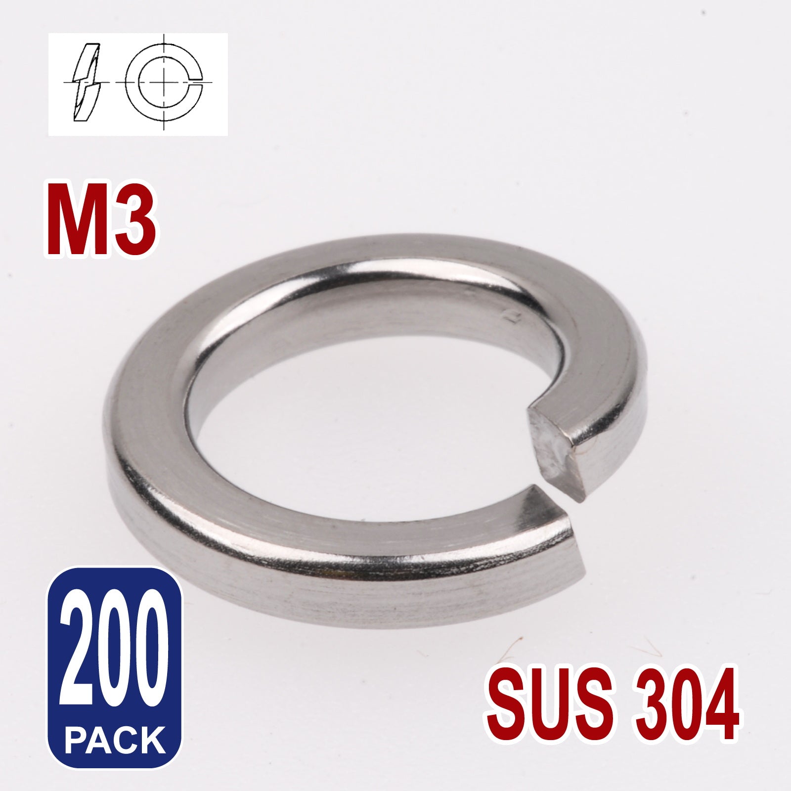 iBase - M3 Spring Split Washers Lock Washer Stainless Steel 304 Metric Round Rings Kit - W14185B200.jpg